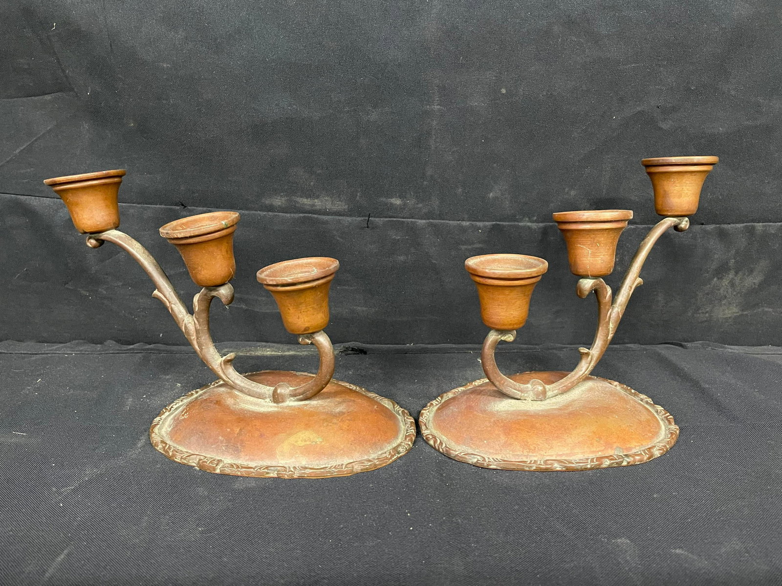 Pair Of Antique Copper Candlestick Holders (1 of 2)
