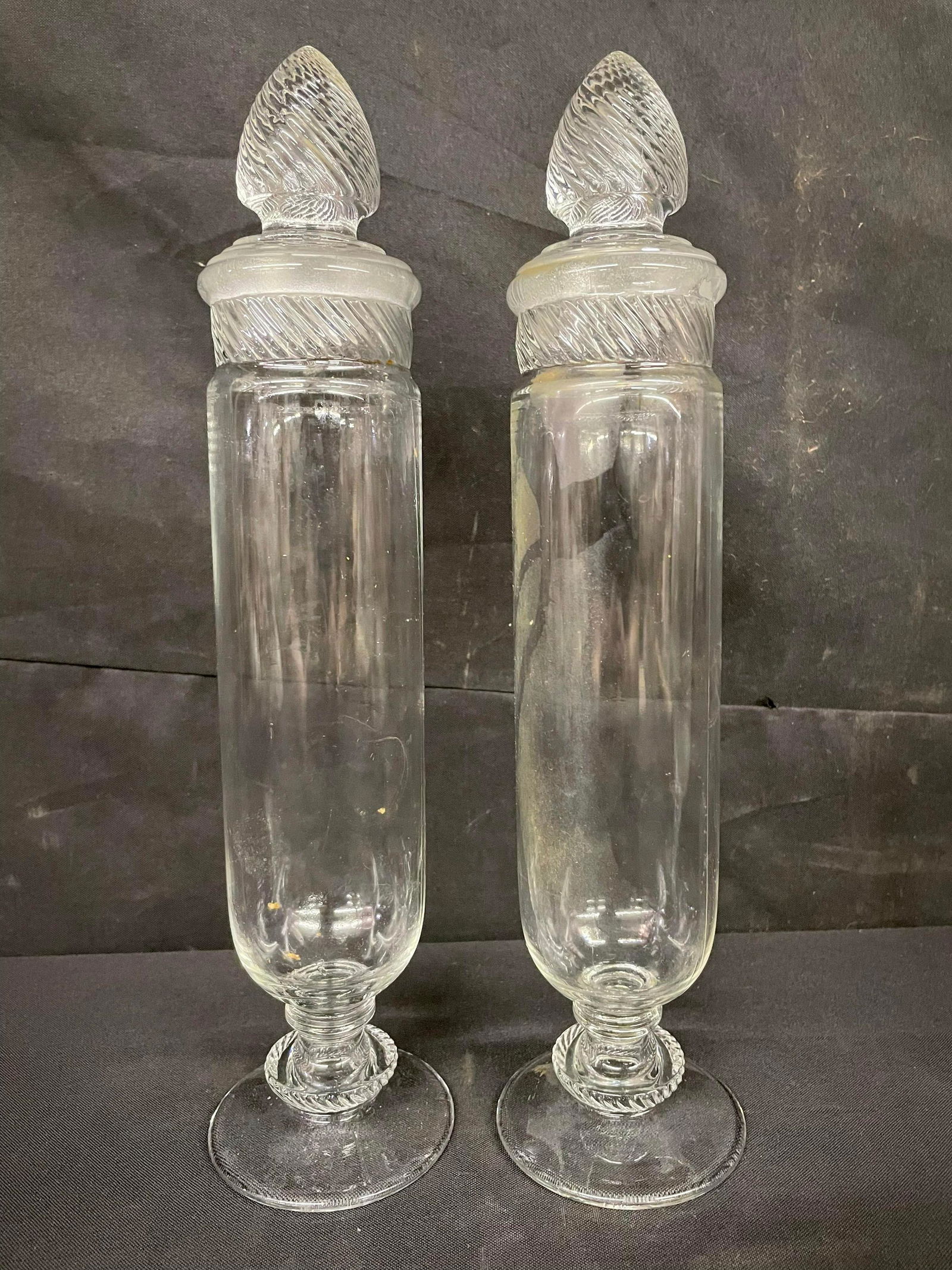 Antique Scroll Style Apothecary Glass Containers 12" Tall (1 of 3)