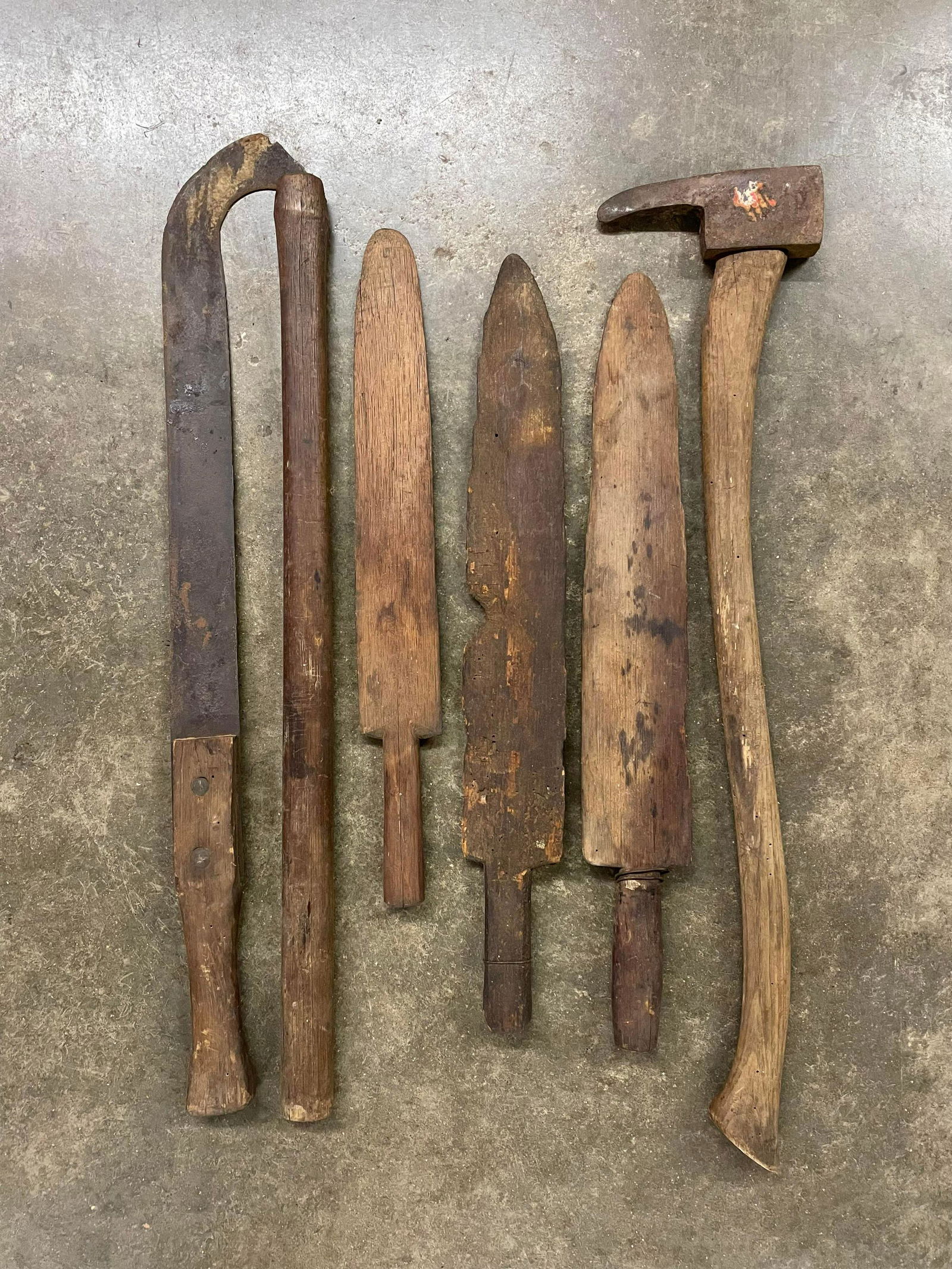 Antique Primitive Butter Paddles With Knives/Tools (1 of 1)