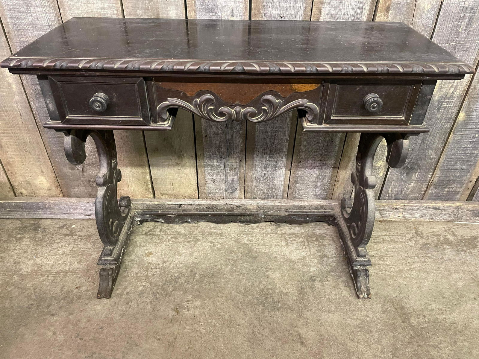 Mahogany Victorian-Style Carved Console Table (1 of 3)
