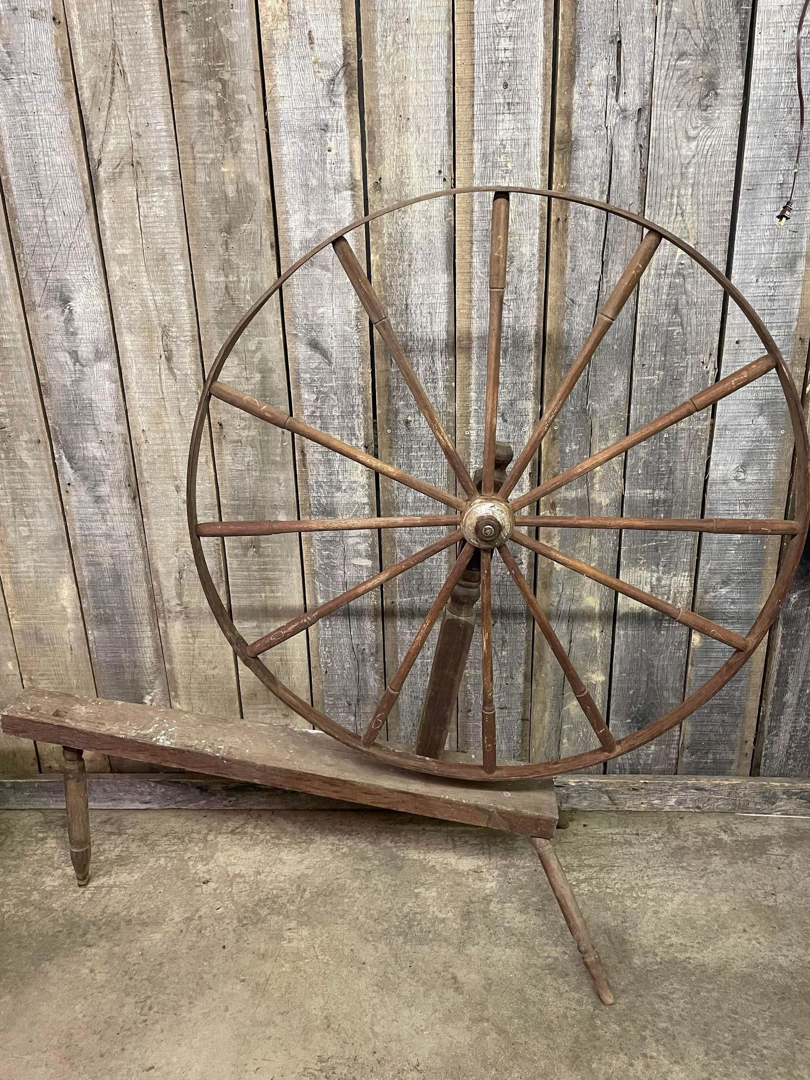 Primitive Wooden Textile Spinning Wheel (1 of 2)