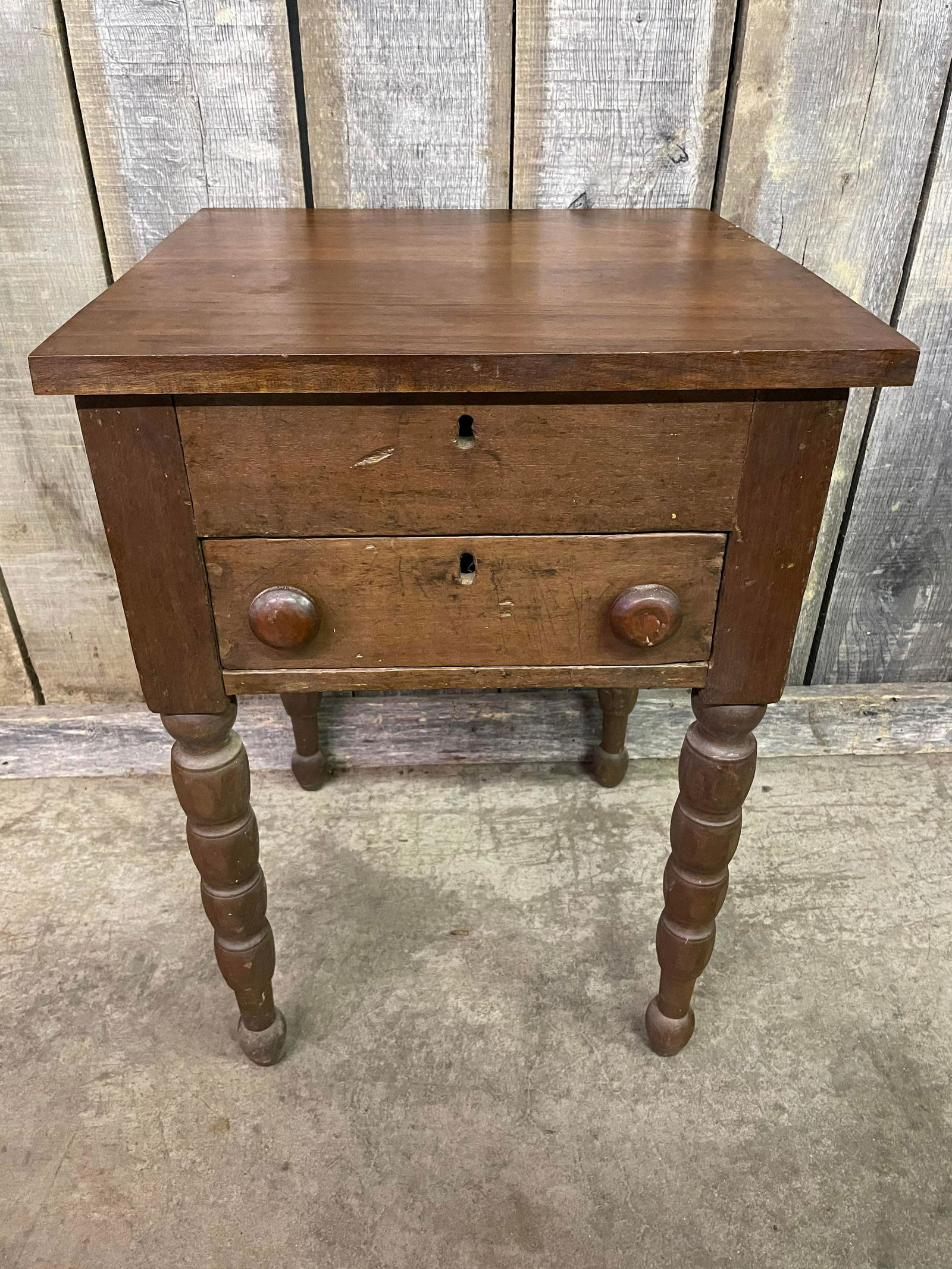 Unique Lift-Top Cherry Desk-Stand With Turned Legs And Carved Wooden Compartments (1 of 7)