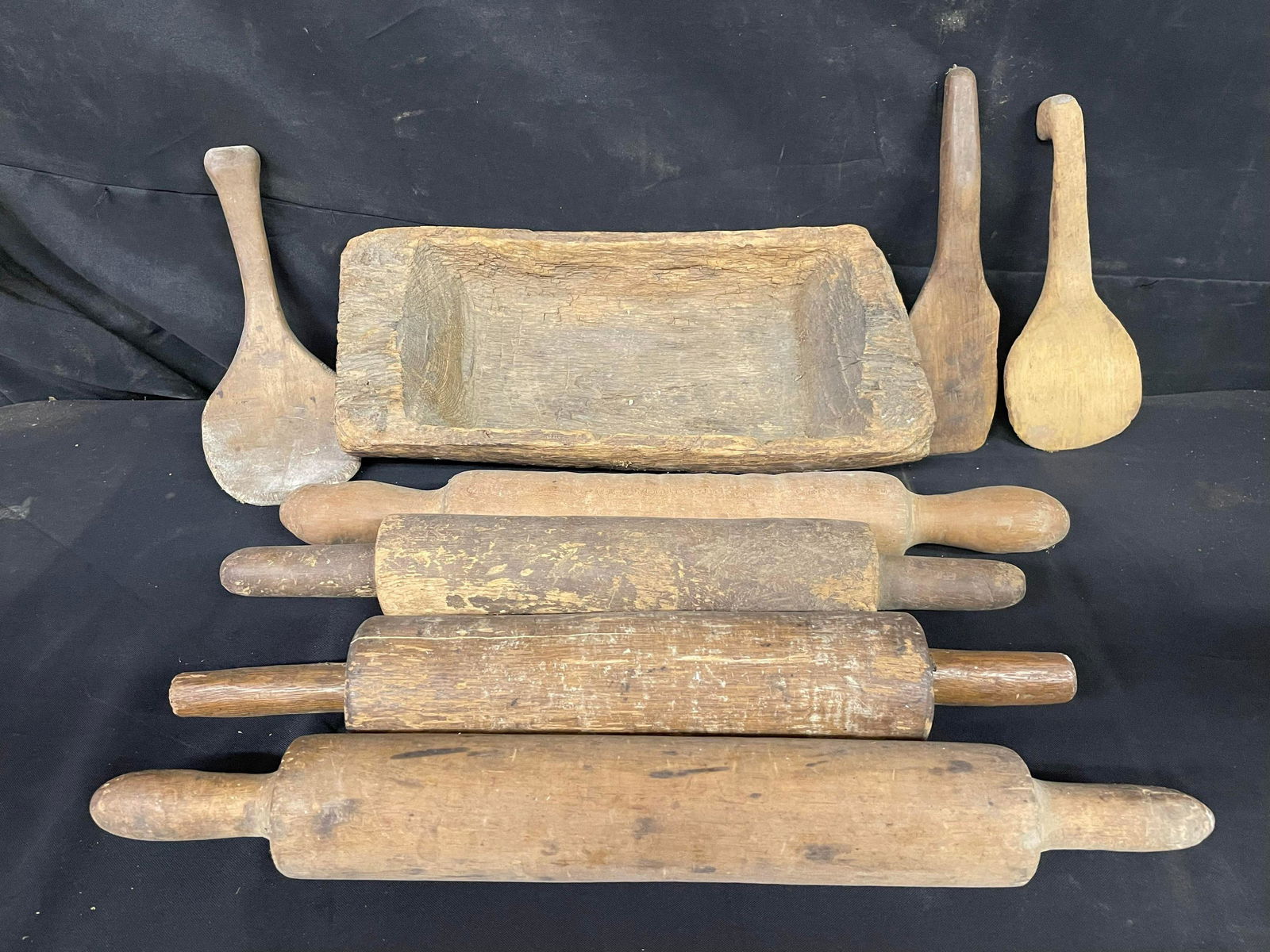 Petite Primitive Dough Bowl, Rolling Pins And Butter-Style Paddles (1 of 1)