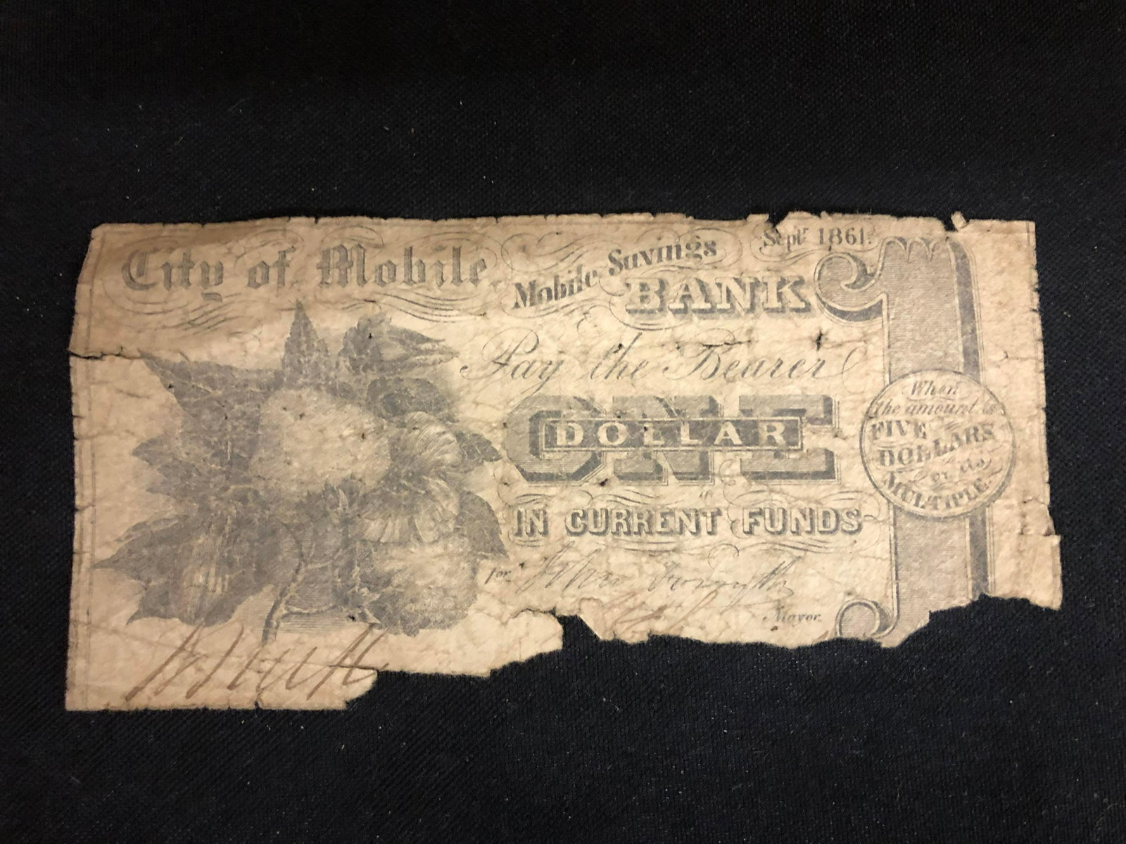 Authentic Confederate State of Alabama $1 Bill: Authentic Confederate State of Alabama $1 Bill