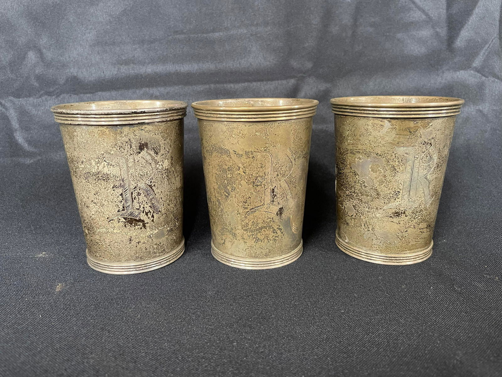 Trio Of Marked Sterling Mint Julep Style Cups (1 of 2)