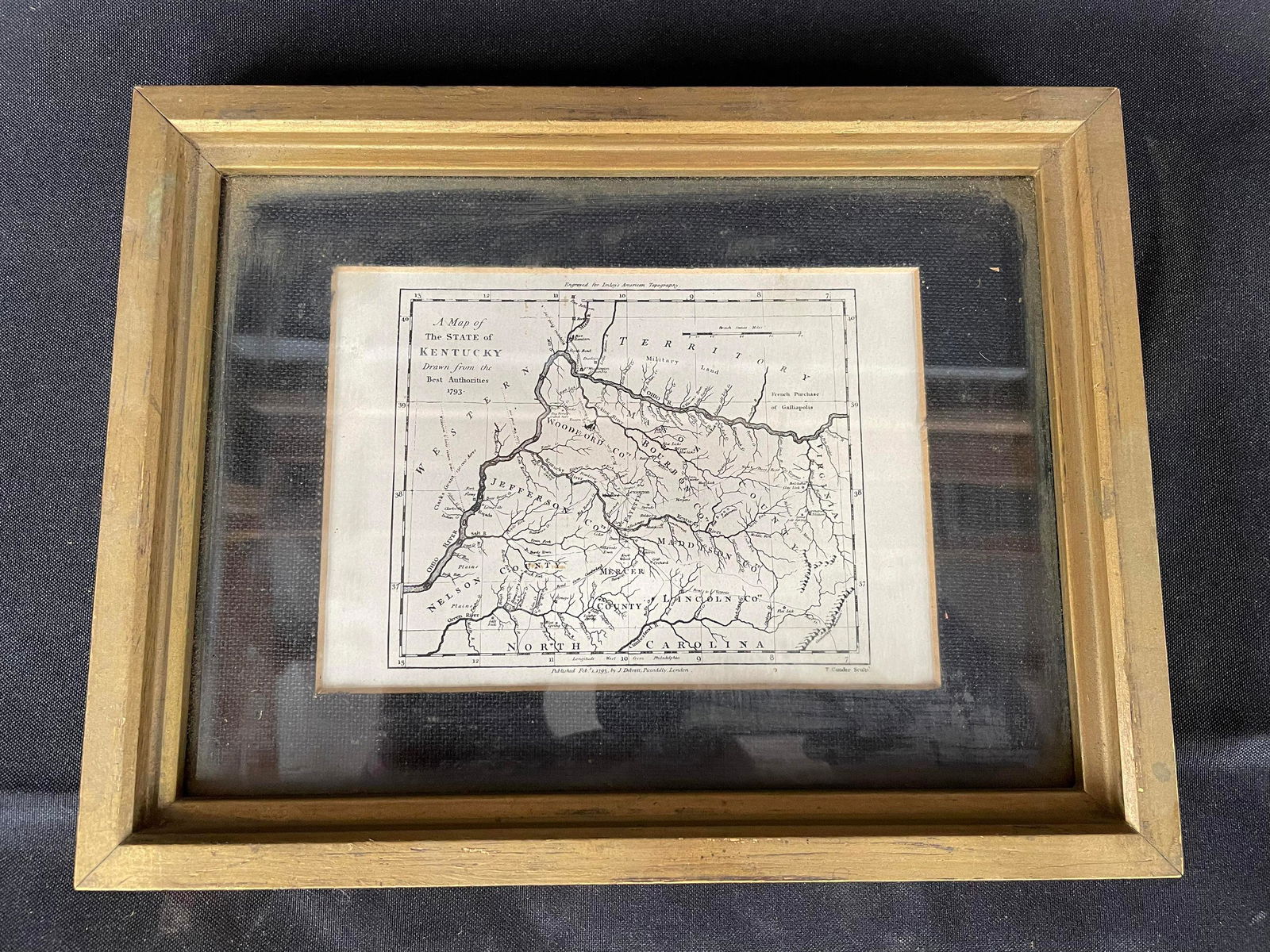 Framed Antique Map Of State Of Kentucky (1 of 2)