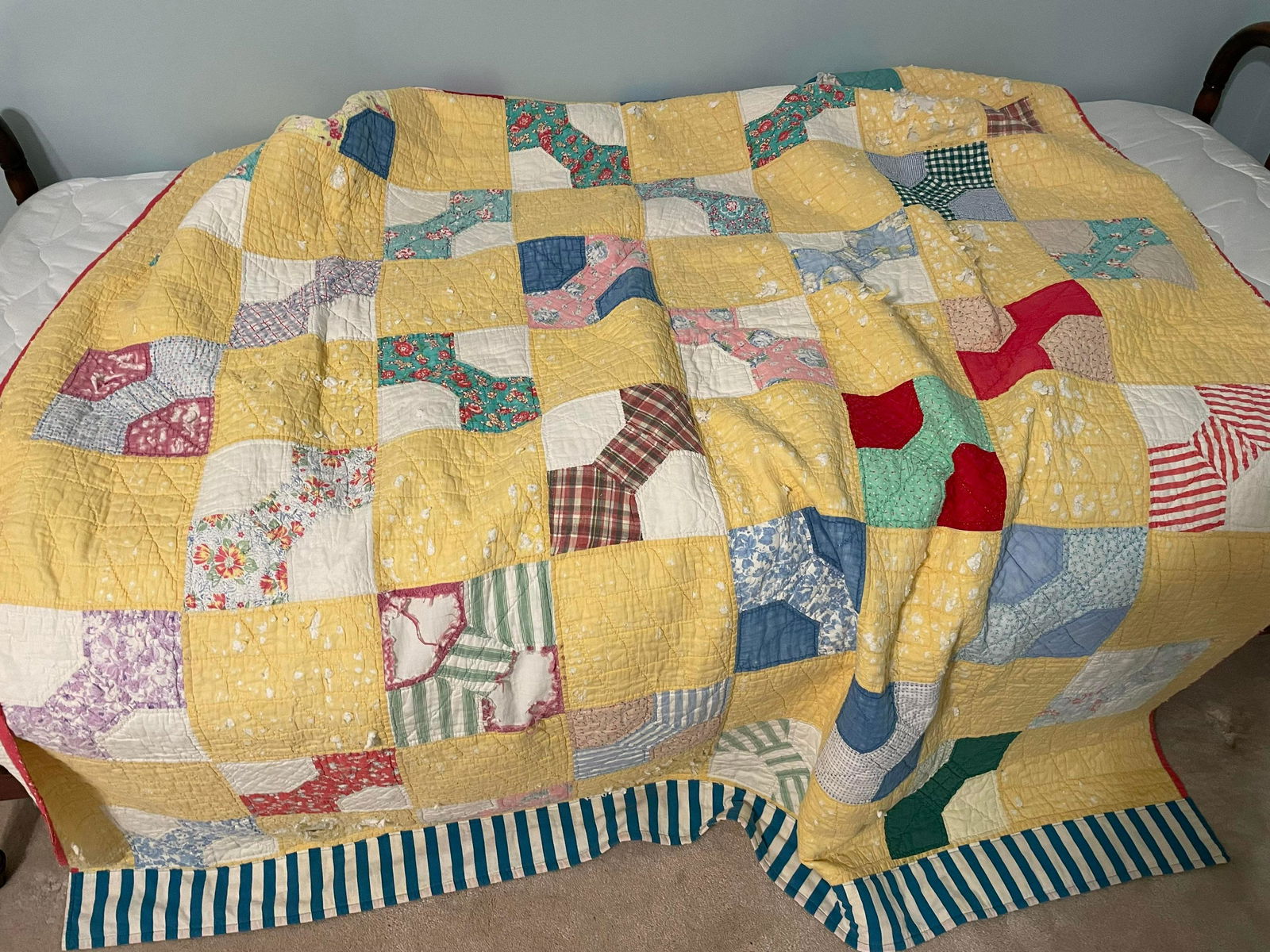 Handsewn Bow Tie Pattern Style Quilt As Found (1 of 2)