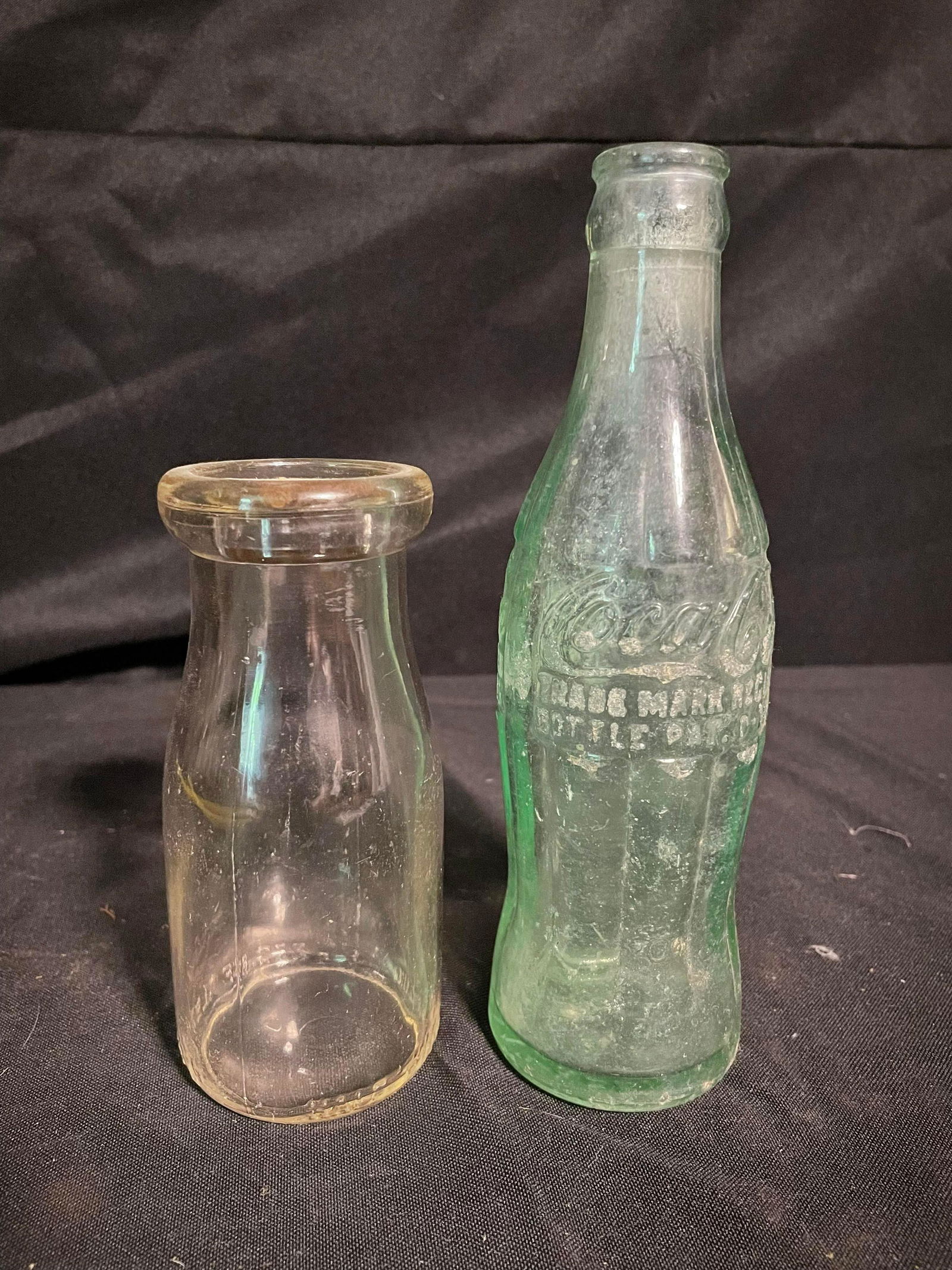 Vintage Coca-Cola Glass Bottle With Dairy Jar 8" (1 of 1)