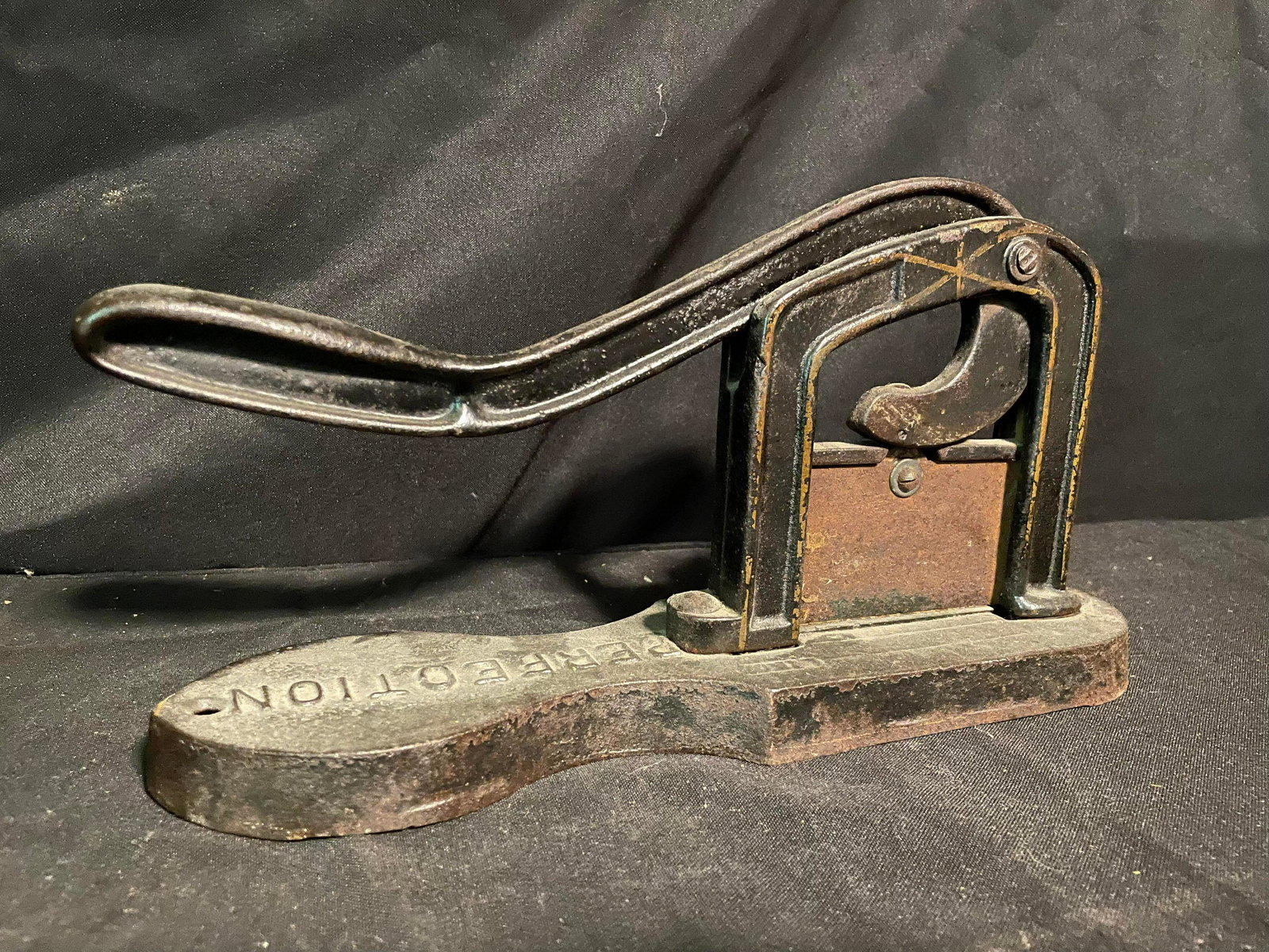 Cast Iron Perfection Tobacco Plug Cutter With Stencil Decoration And Embossed Style Lettering 12" (1 of 3)