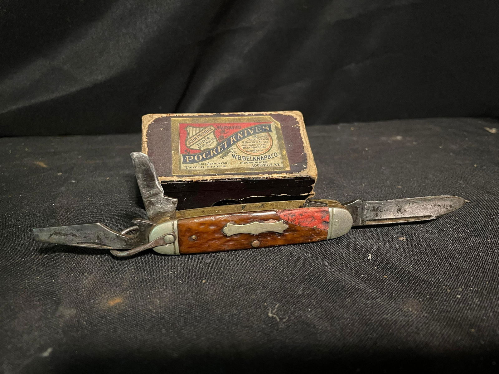 John Primble W. B. Belknap And Co. Louisville, KY. Pocket Knife With Original Box 4" (1 of 2)