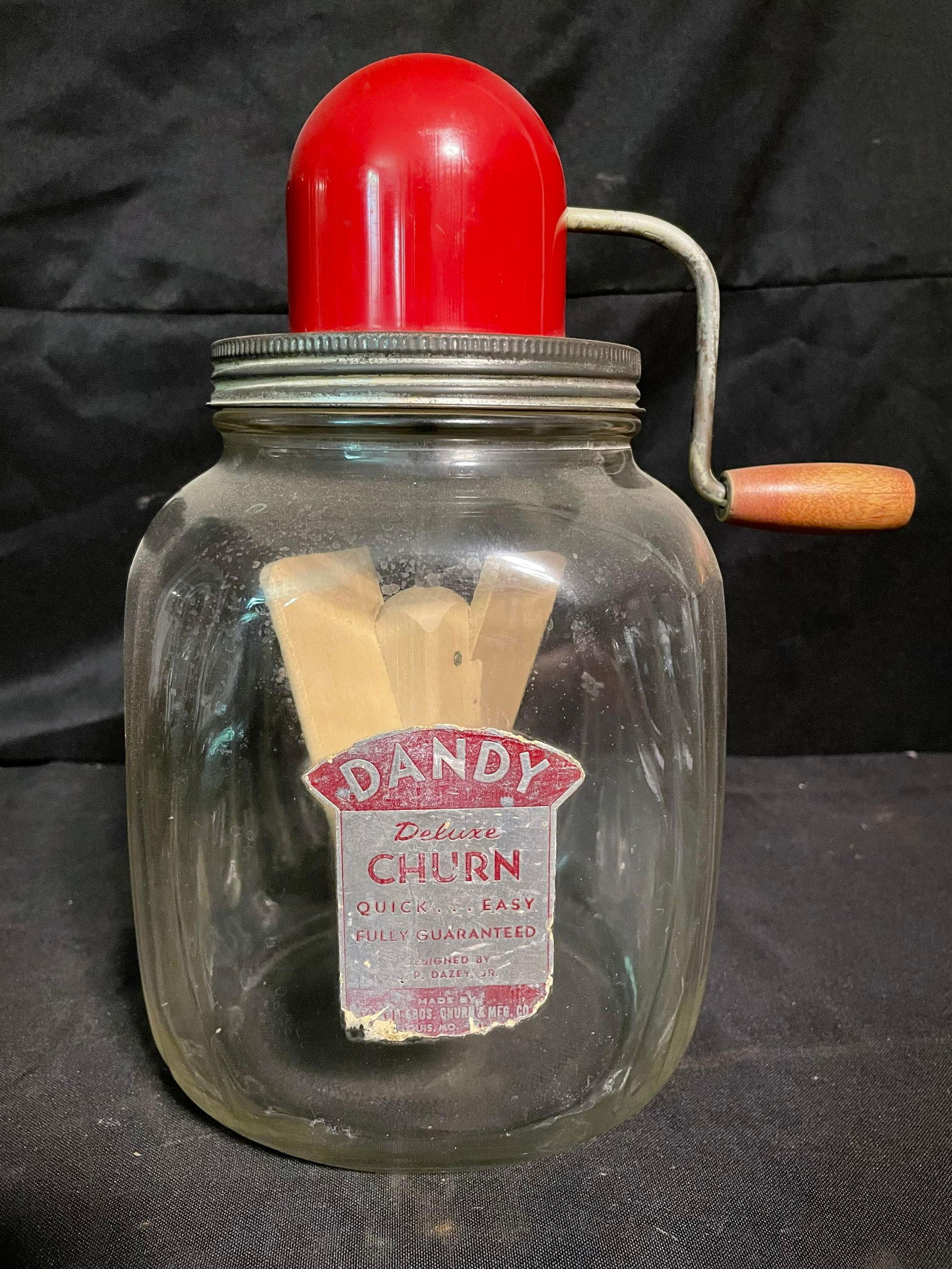 Attractive Vintage Dandy Deluxe By Dazey Churn Taylor Bros. Churn + Mfg. Co. St. Louis Glass Jar (1 of 2)