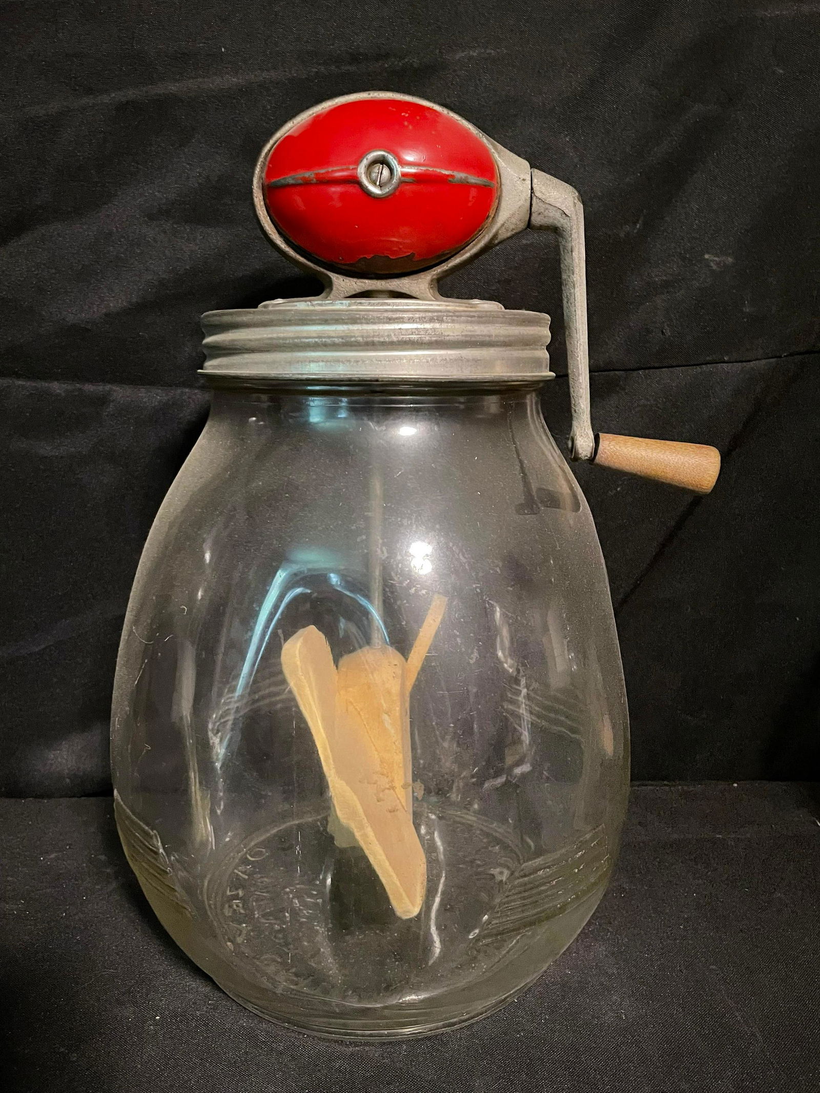 Vintage Dandy-Dazey Churn With Marked Bottom And Mid Century Style Top 15"x8": Vintage Dandy-Dazey Churn With Marked Bottom And Mid Century Style Top 15"x8"