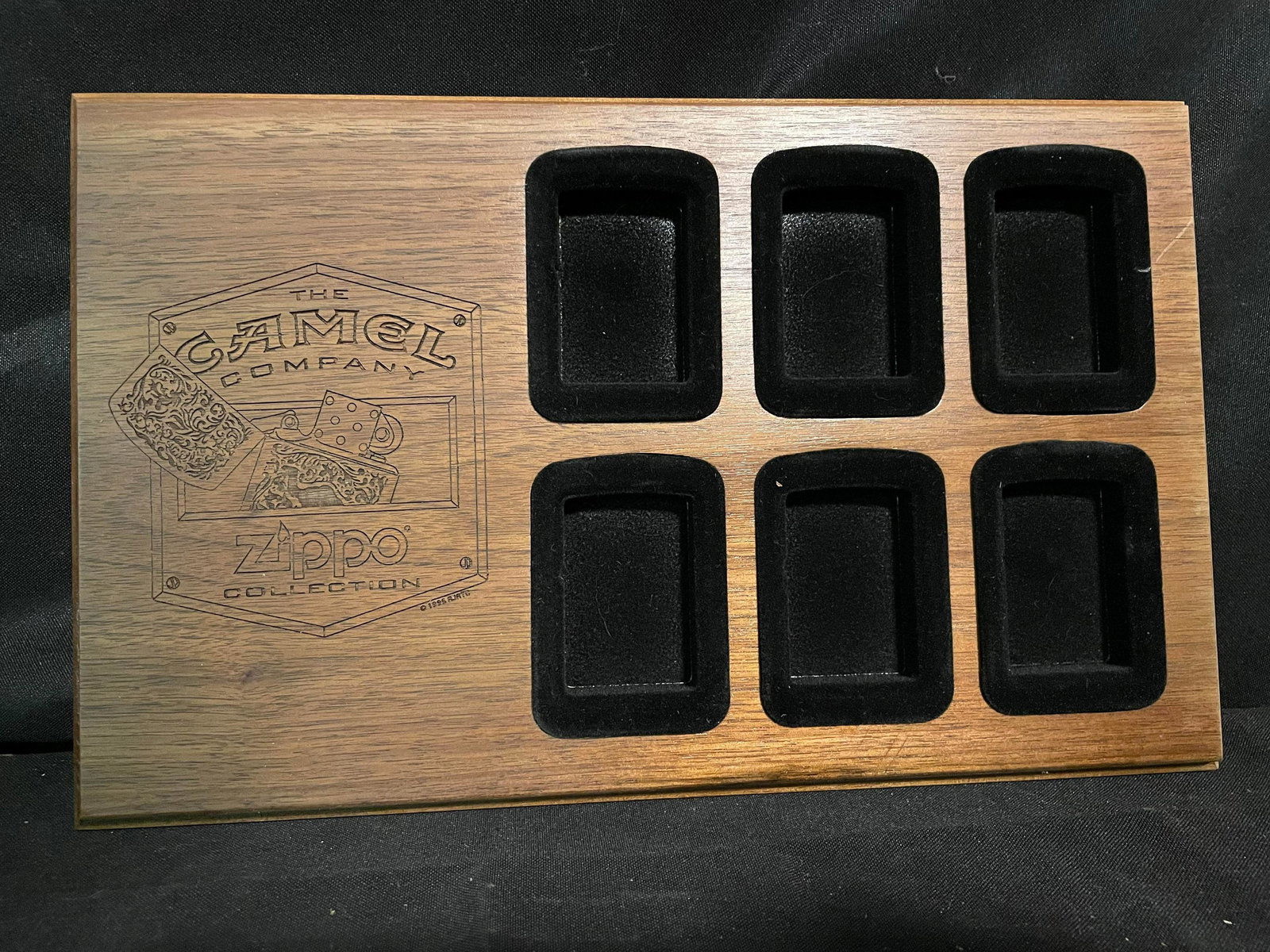 The Camel Company" Zippo Collection Wooden Zippo Lighter Wall Display App. 12-15: The Camel Company" Zippo Collection Wooden Zippo Lighter Wall Display App. 12-15