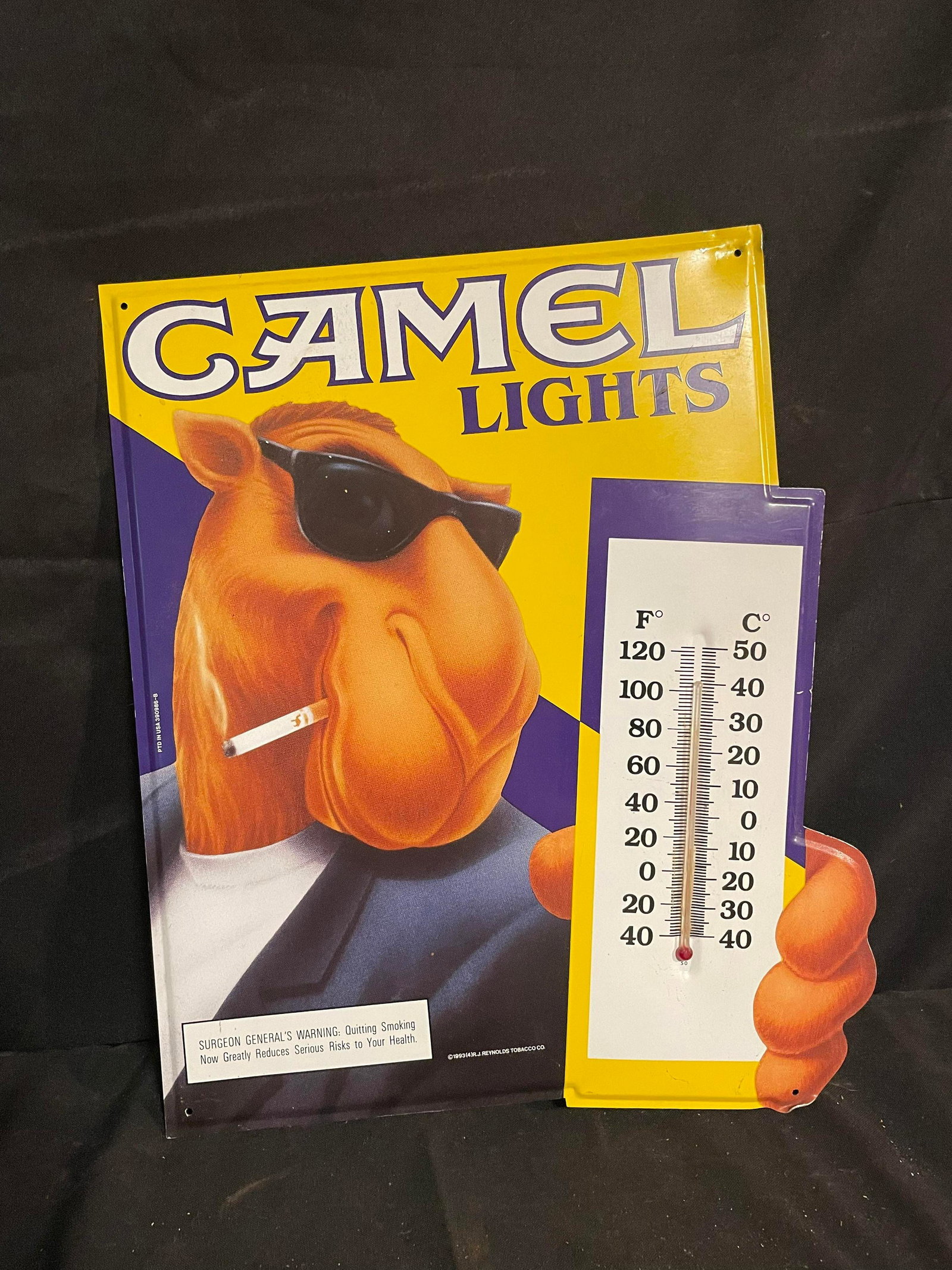 Metal Camel Lights Joe Camel Tobacco Advertising Metal Thermometer-Sign 15": Metal Camel Lights Joe Camel Tobacco Advertising Metal Thermometer-Sign 15"