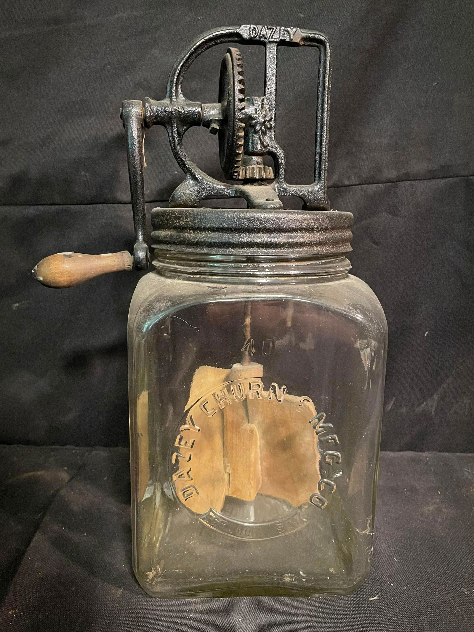 No. 40 Dazey Churn With Square-Style Glass Jar And Top Both Marked Dazey. St. Louis, Mo. U.S.A. App. (1 of 3)