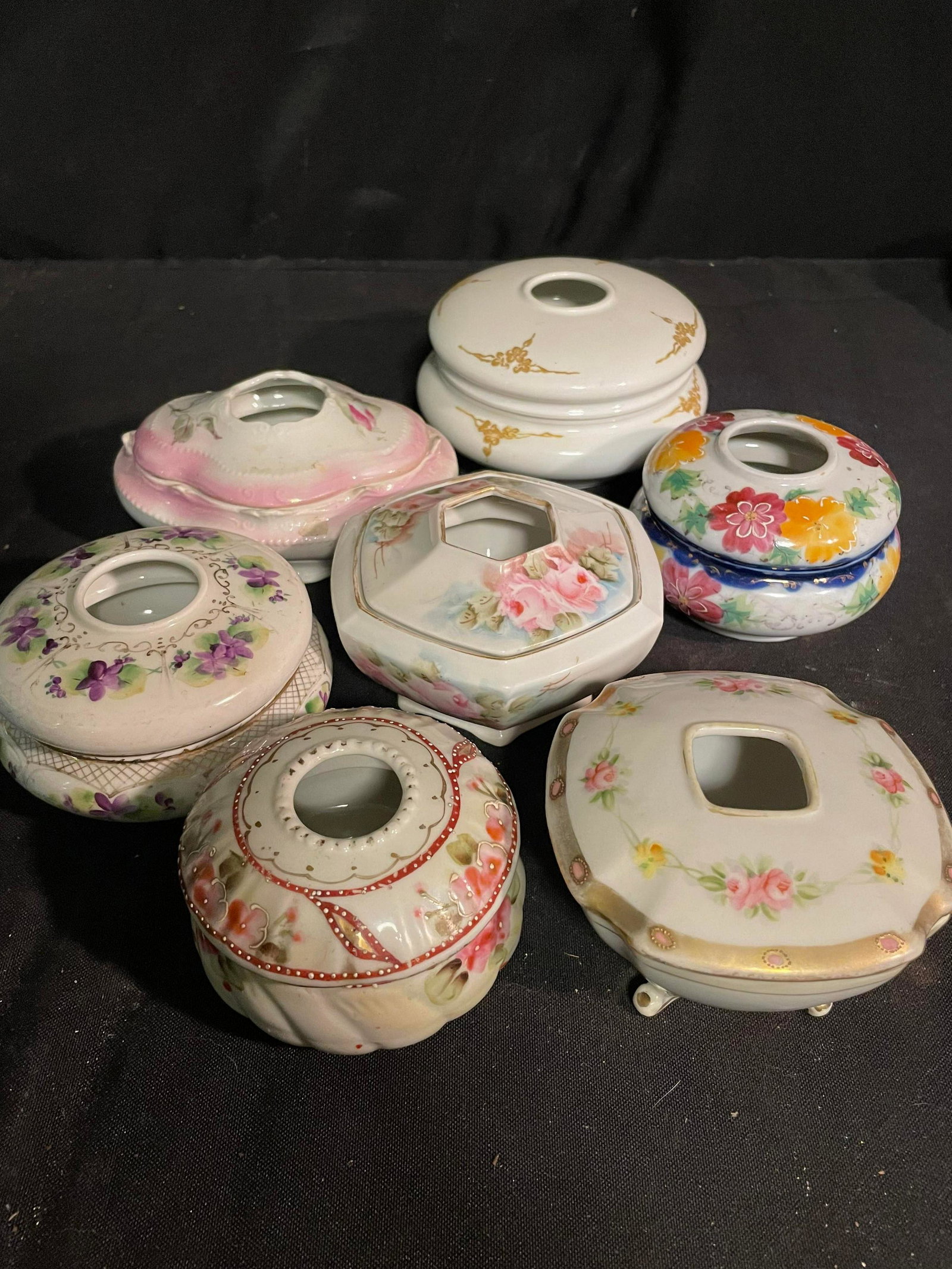 Collection Of Hand Painted Nippon, Japan, And Austria Marked Hair Receivers: Collection Of Hand Painted Nippon, Japan, And Austria Marked Hair Receivers
