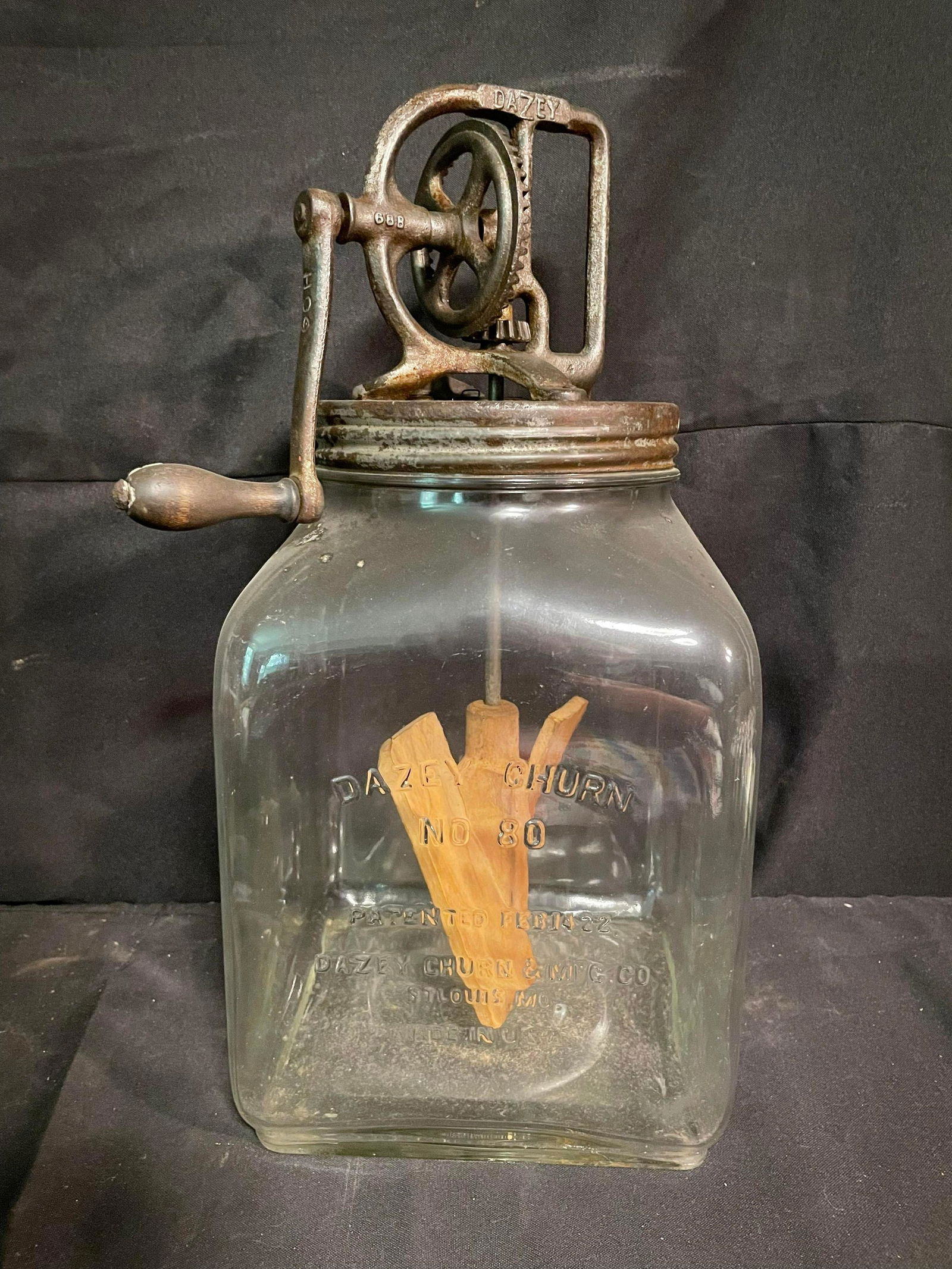 No. 80 Marked Dazey Churn Hand Mixer Butter Churn Style And Marked Dazey Mixer Lid 16" (1 of 3)