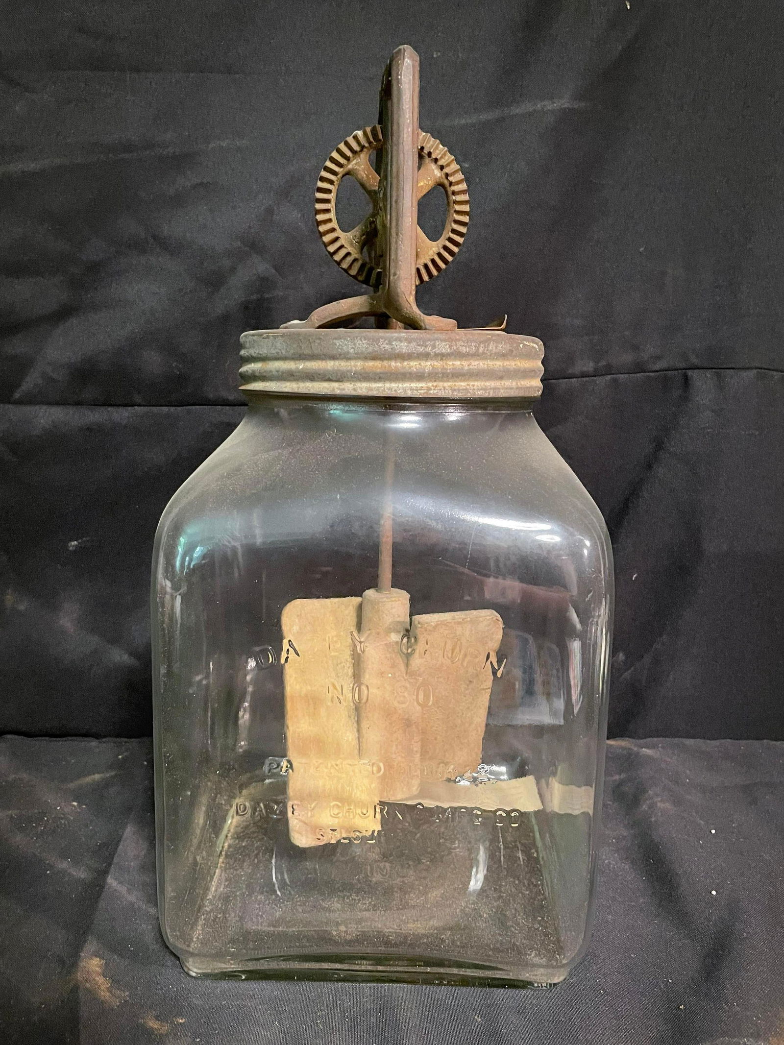 No. 80 Marked Dazey Churn Hand Mixer Butter Churn Style And Marked Dazey Mixer Lid 16" (1 of 3)
