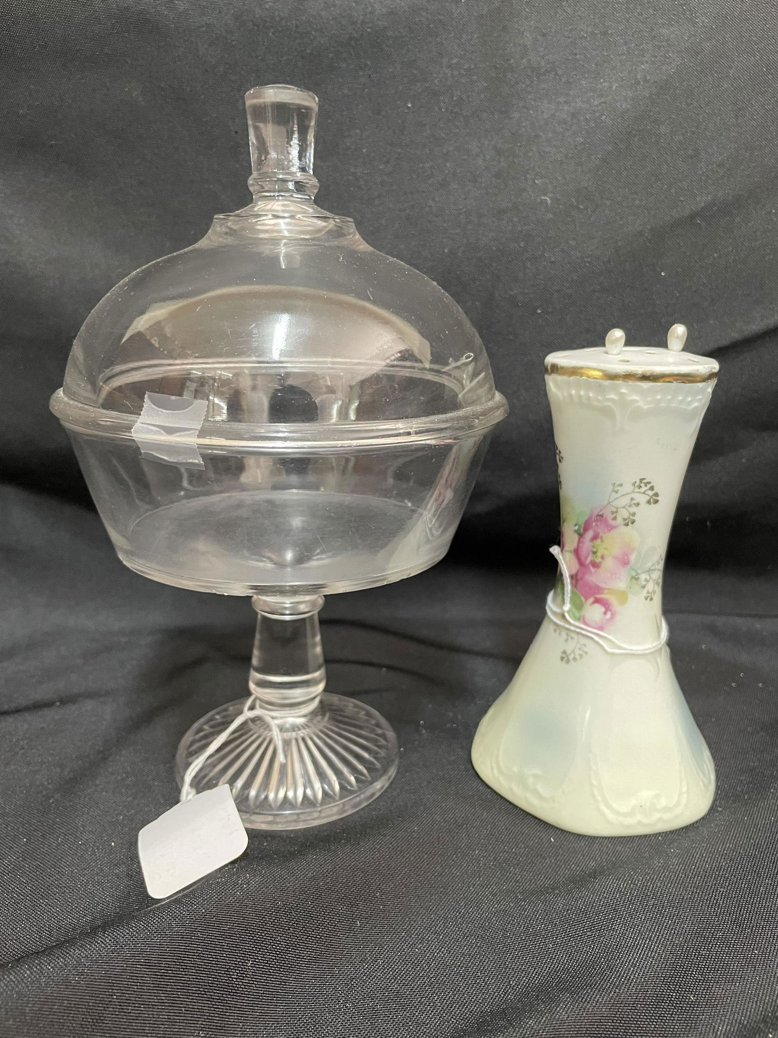 Vintage German Hat-Pin Holder And Vintage Footed Compote With Lid 9" 020101921 0800114821 (1 of 1)