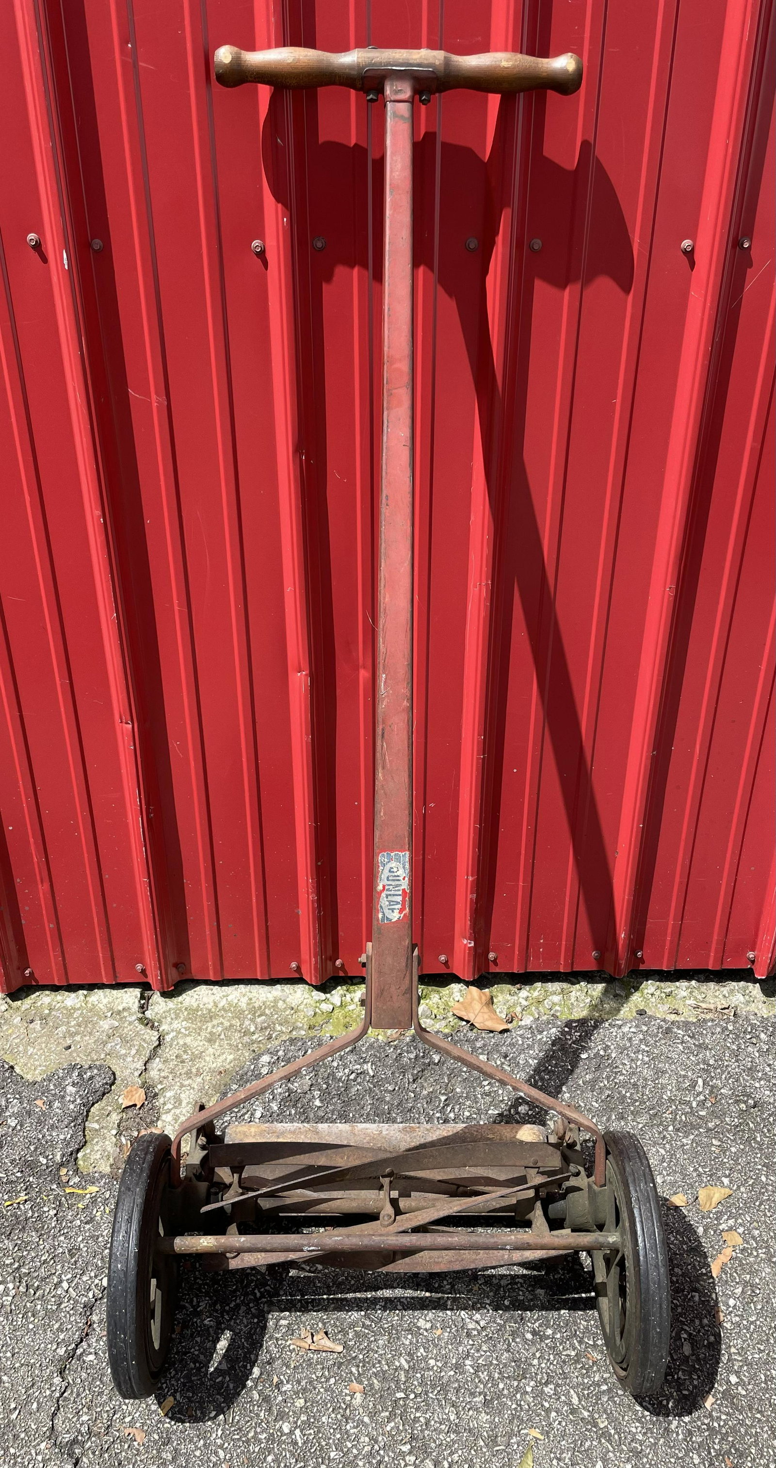 Vintage Dunlap (Eco-Friendly) Manual Push Mower With Wooden Handle-Red Paint: Vintage Dunlap (Eco-Friendly) Manual Push Mower With Wooden Handle-Red Paint