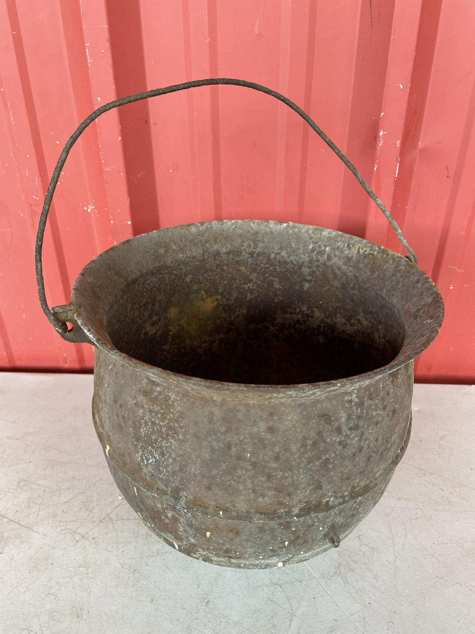 Heavy Antique Cast Iron Kettle With Handle (1 of 1)