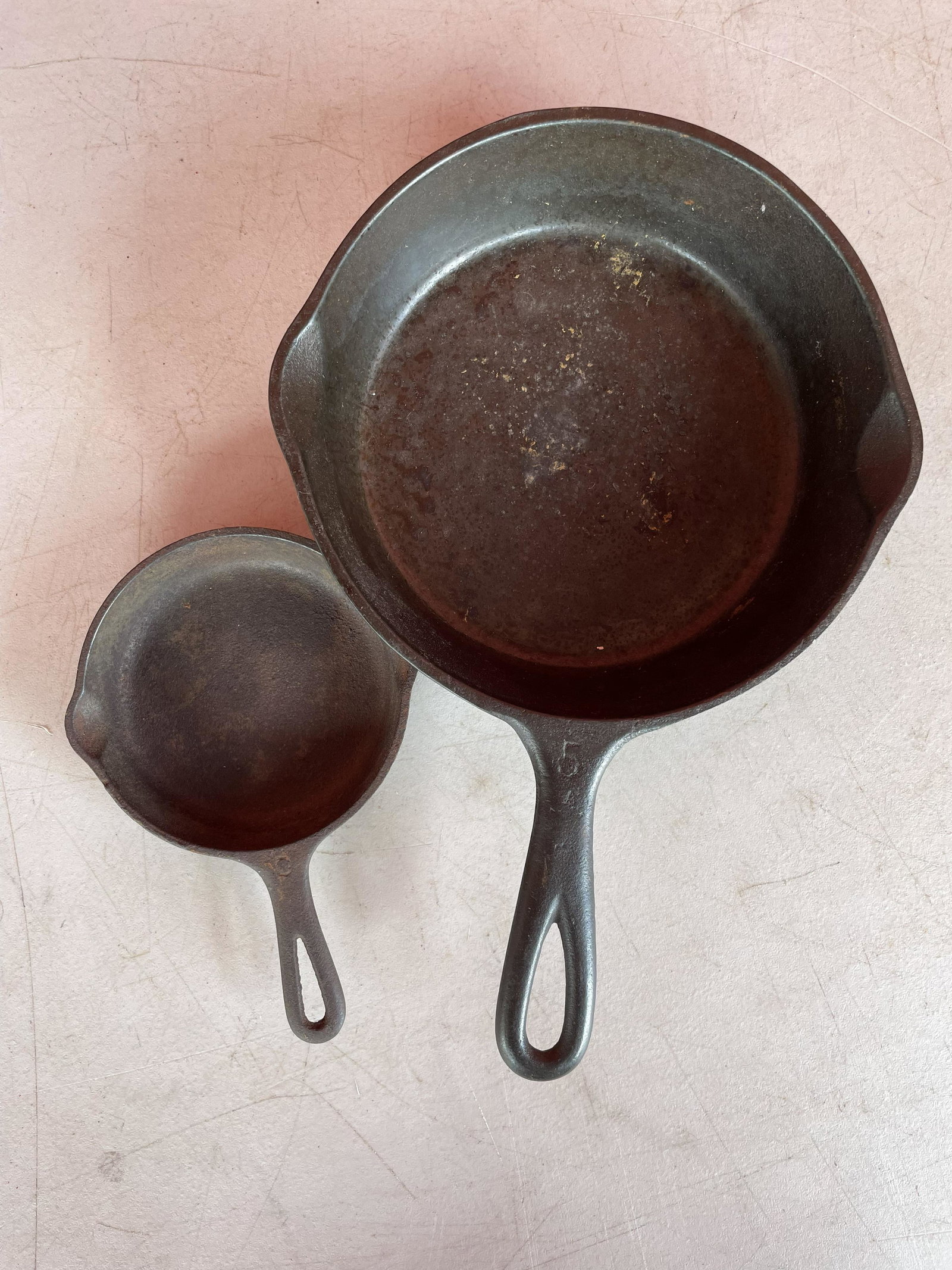 Keystone And Griswold Cast Iron Skillets 8" - 4": Keystone And Griswold Cast Iron Skillets 8" - 4"