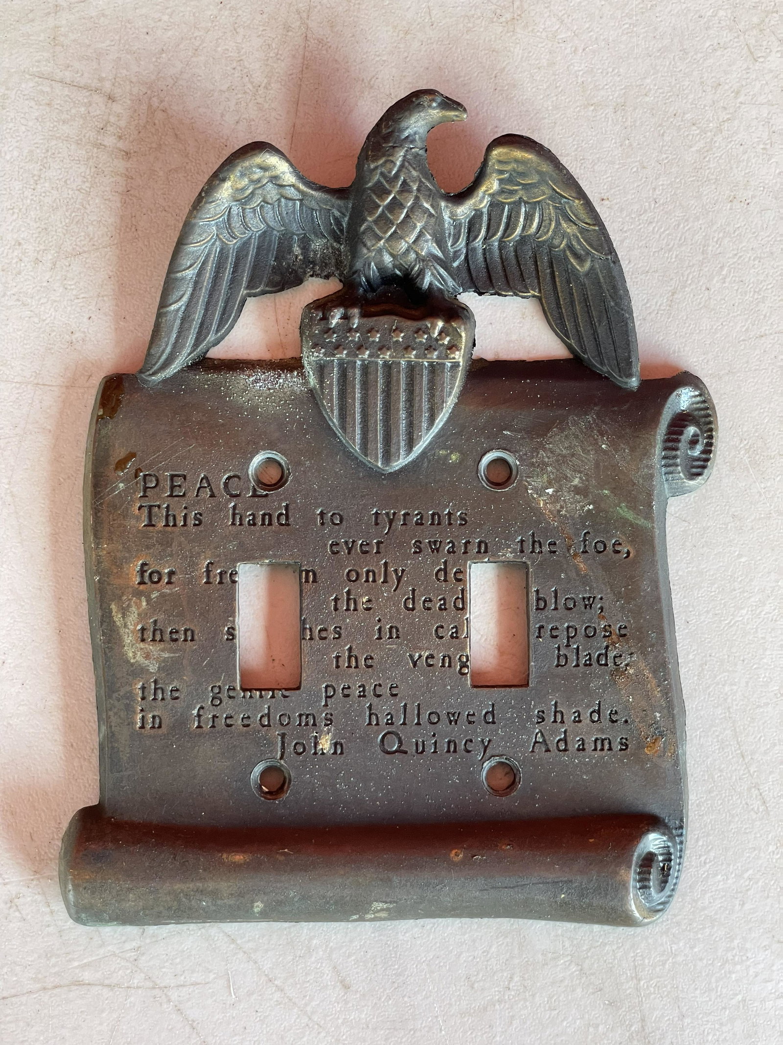 Brass Patriotic Light Switch Cover With John Quincy Adams Quote (1 of 2)