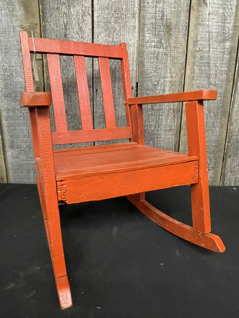 Primitive Style Painted Wooden Children's Rocking Chair 20" (1 of 2)