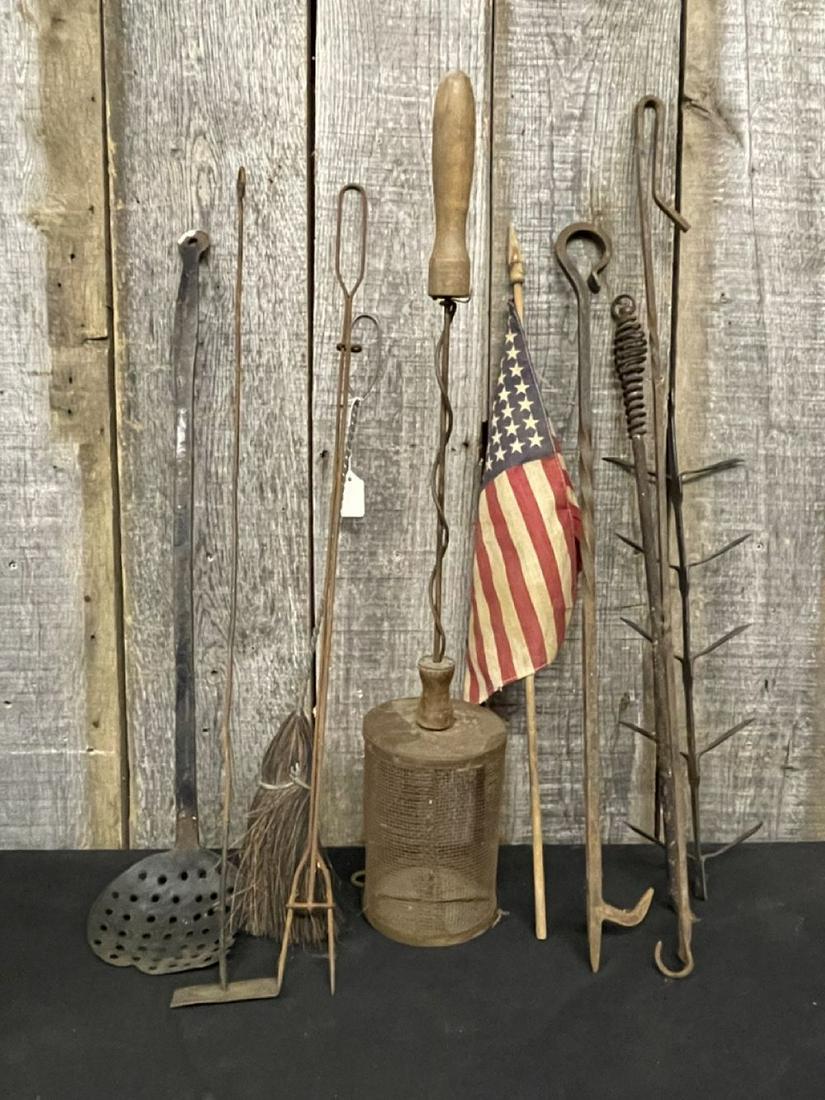 Collection Of Assorted Primitive Hand Tools And Household Items 24" (1 of 1)