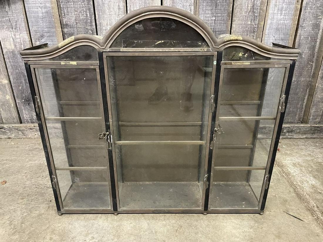 Metal-Brass Display Showcase Style Glass Door Wall Cabinet 35"x34"x8" (1 of 4)