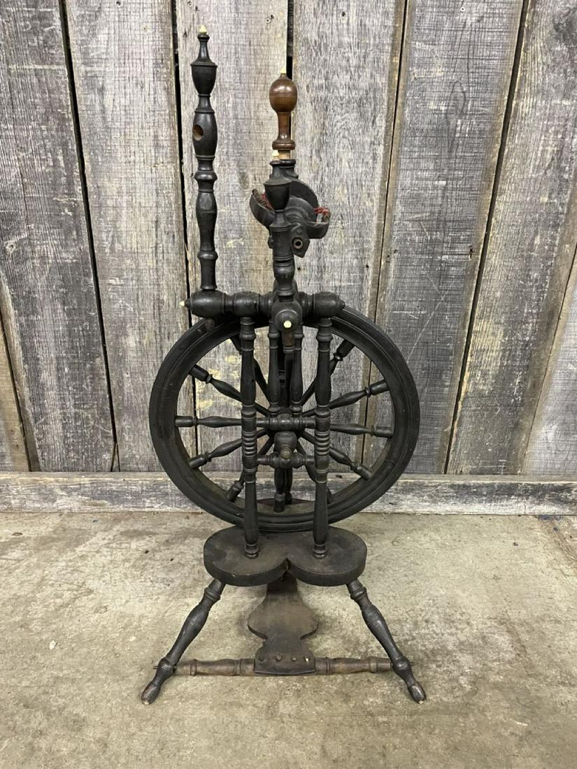Antique Primitive Spinning Wheel Wooden - As Found 39" (1 of 3)