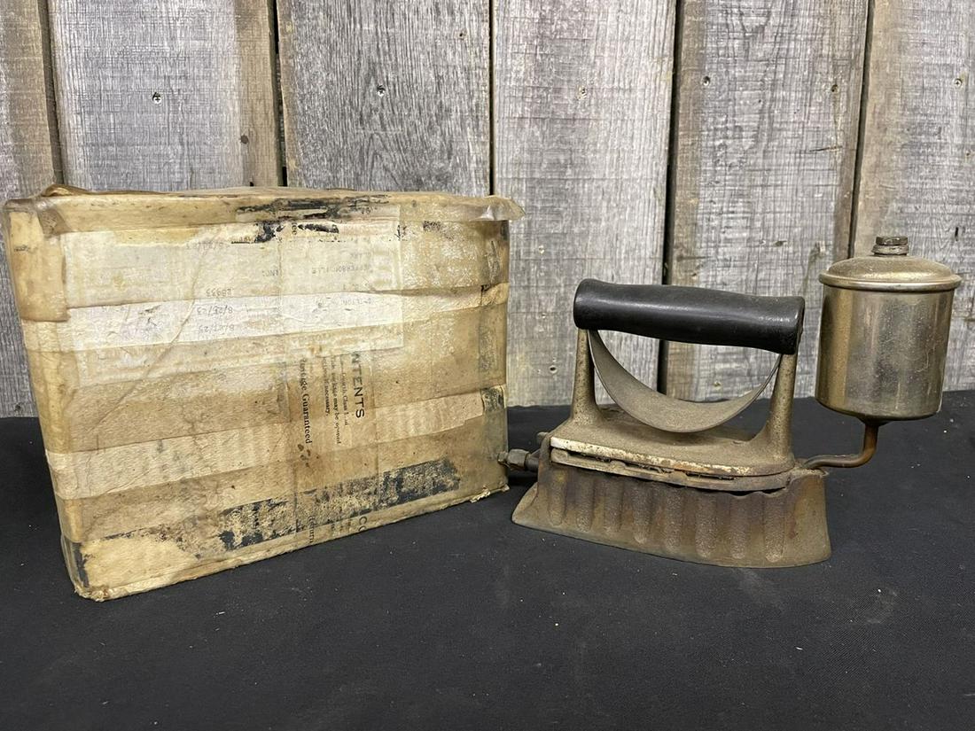 Antique Cast Iron Clothes Iron-Steamer With Box (1 of 2)