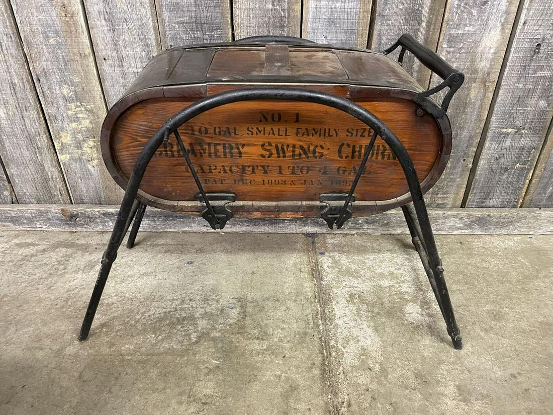No. 1 10 Gallon Small Family Size Creamery Swing Churn Capacity 1 To 4 Gallons Pat. Dec. 1893 - Jan. (1 of 4)