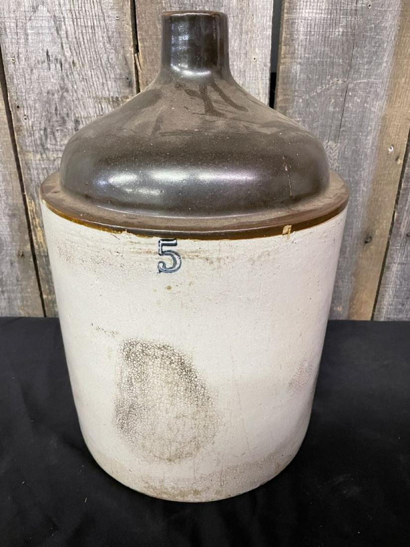 No. 5 Brown To White Stoneware Pottery Crock Jug 18" (1 of 1)