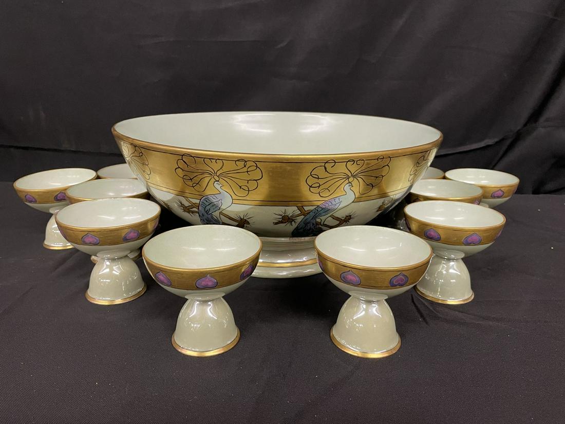 Nippon Set of 10 Punchbowl w/ Glasses: Nippon Set of 10 Punchbowl w/ Glasses