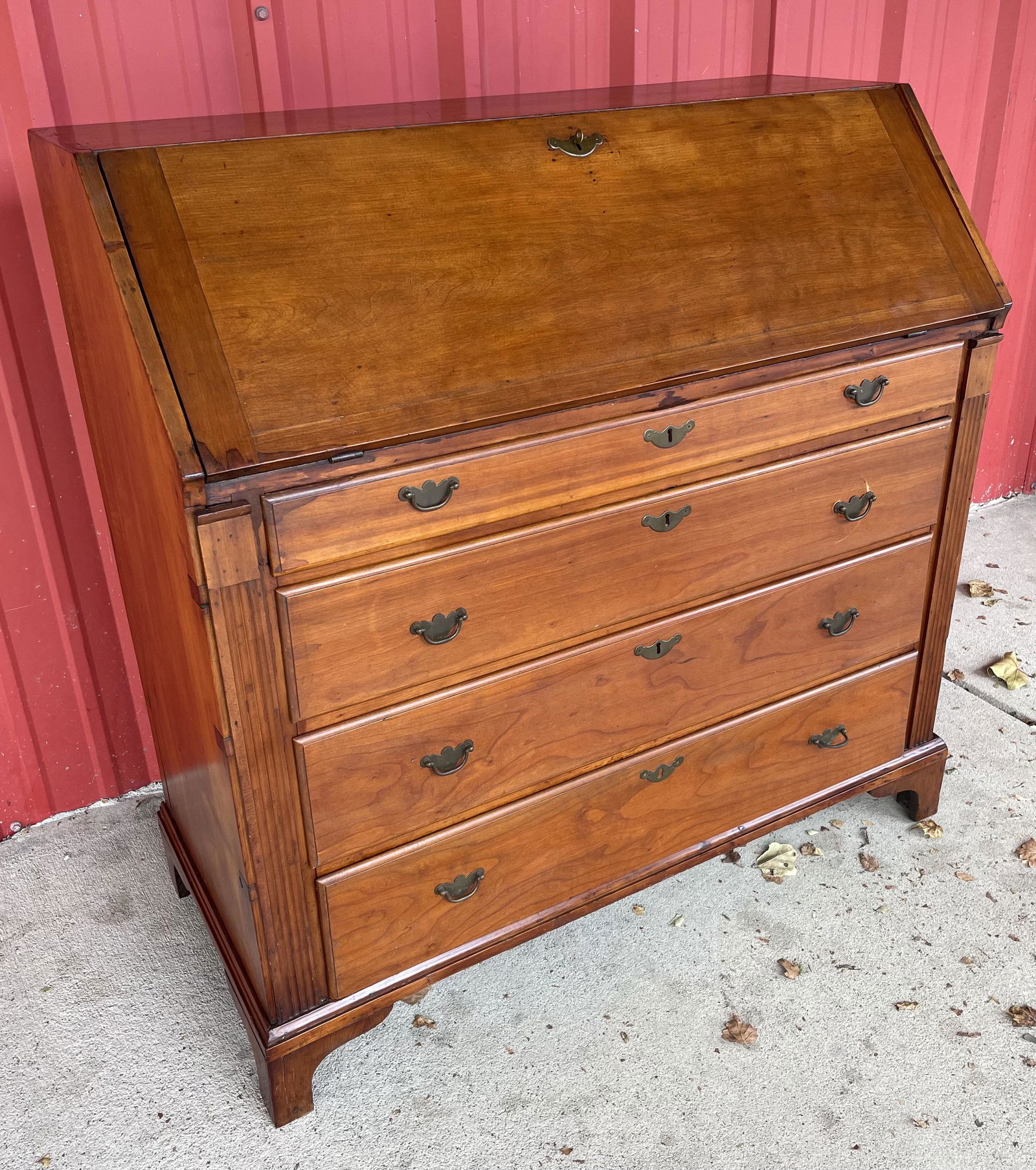 Antique Circa 1790 Cherry Secretary Desk With Square Nail Construction, Pit Sawn Marks, Original (1 of 12)