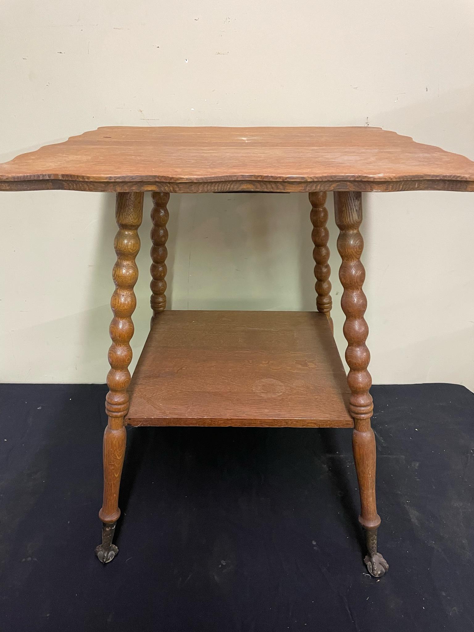 Vintage Spindle Leg Side Table on Metal and Glass Feet (1 of 6)
