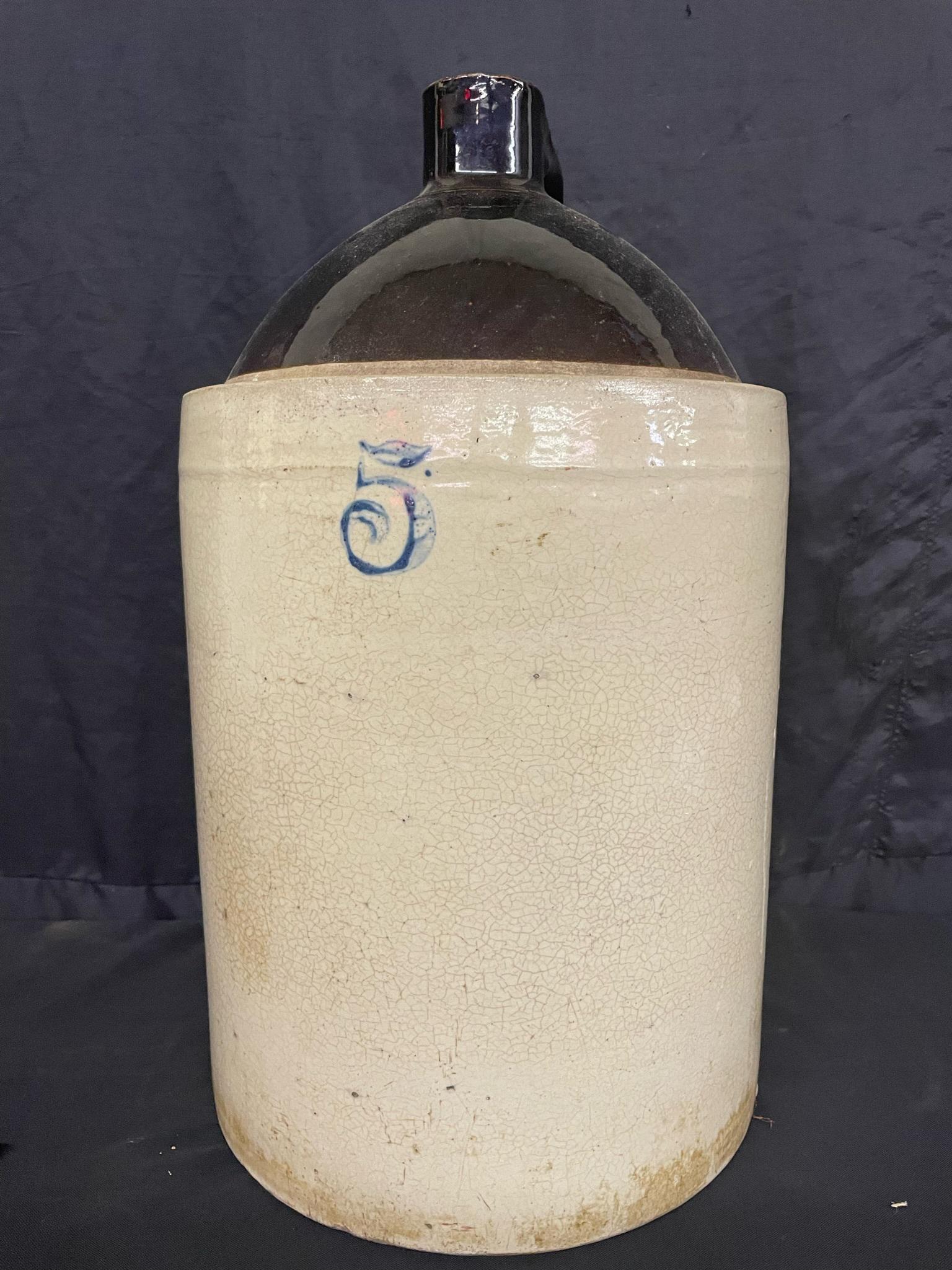 Vintage Stoneware Whiskey Crock - Small Mouth w/ Handle: Vintage Stoneware Whiskey Crock - Small Mouth w/ Handle