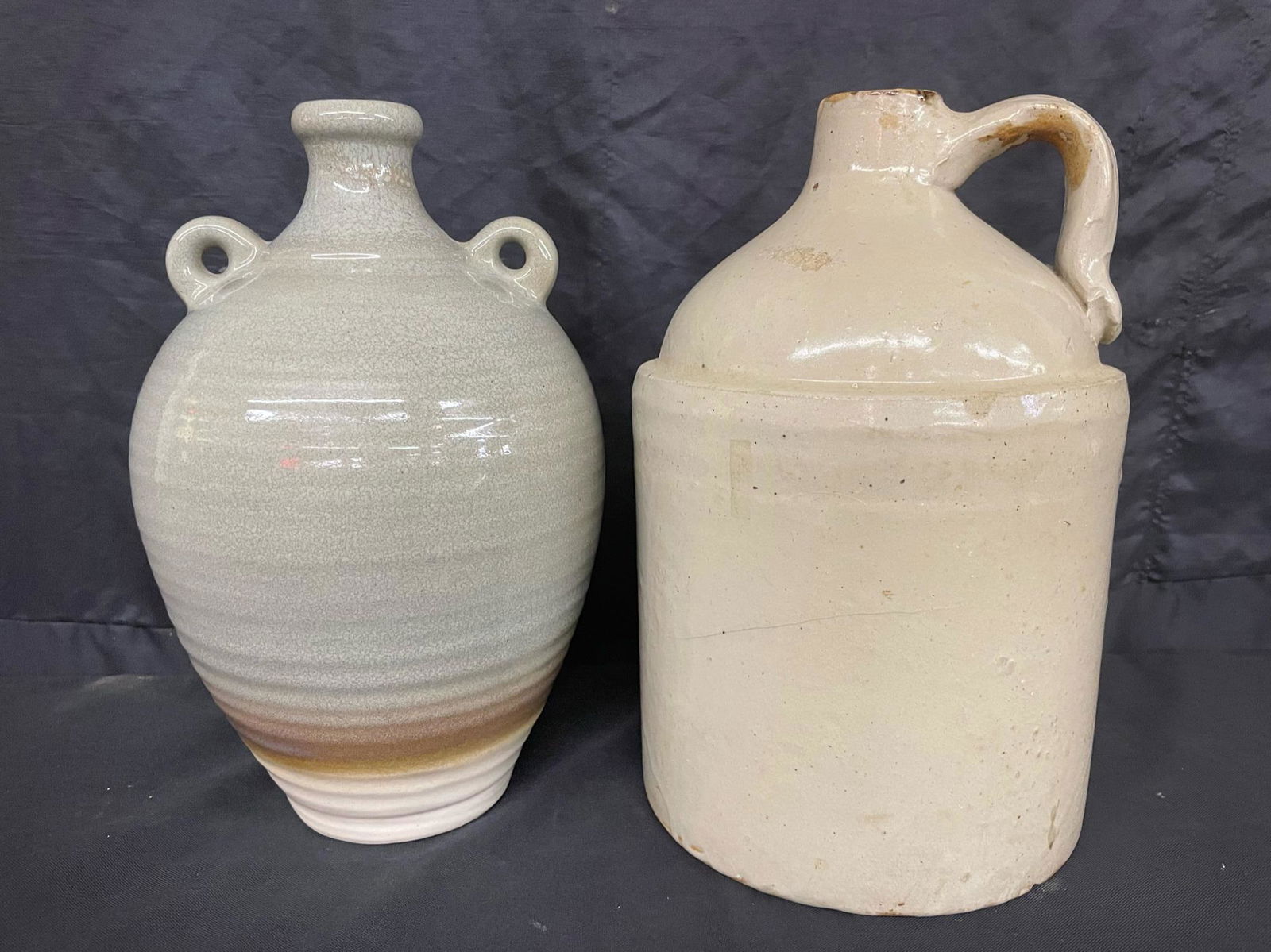 Two Smallmouth Stoneware Pottery Crocks (1 of 2)