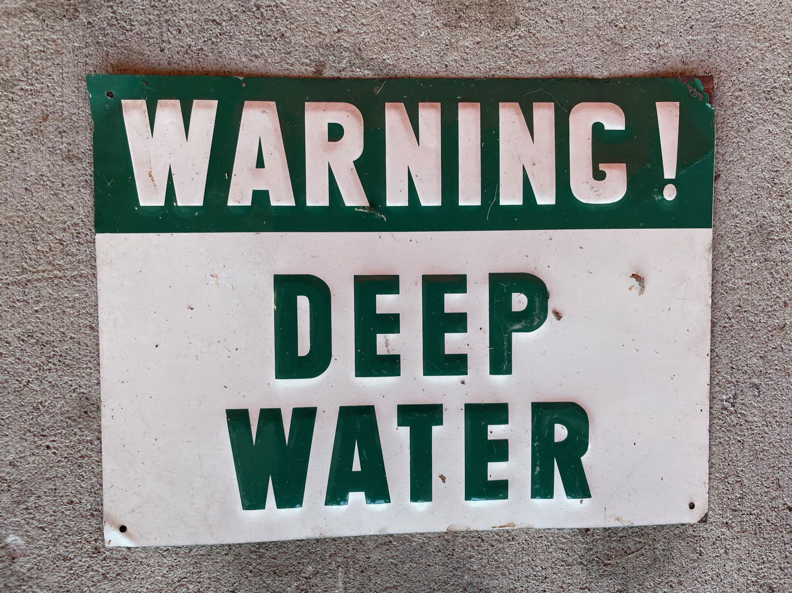 Original Embossed Warning Deep Water sign (1 of 2)