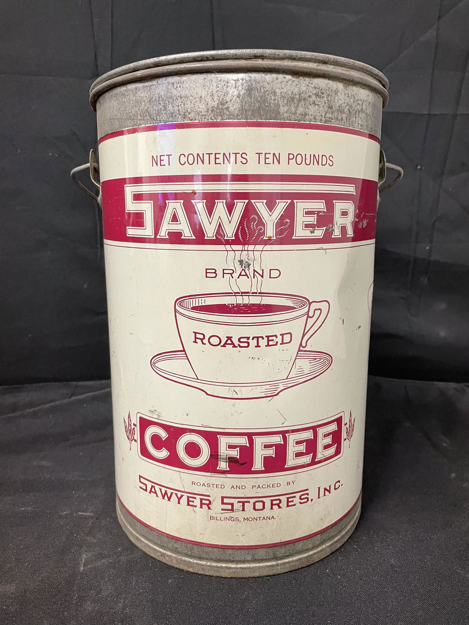 Sawyer Coffee 10lb. Coffee Tin Billings, MT. With Lid (14") (1 of 3)