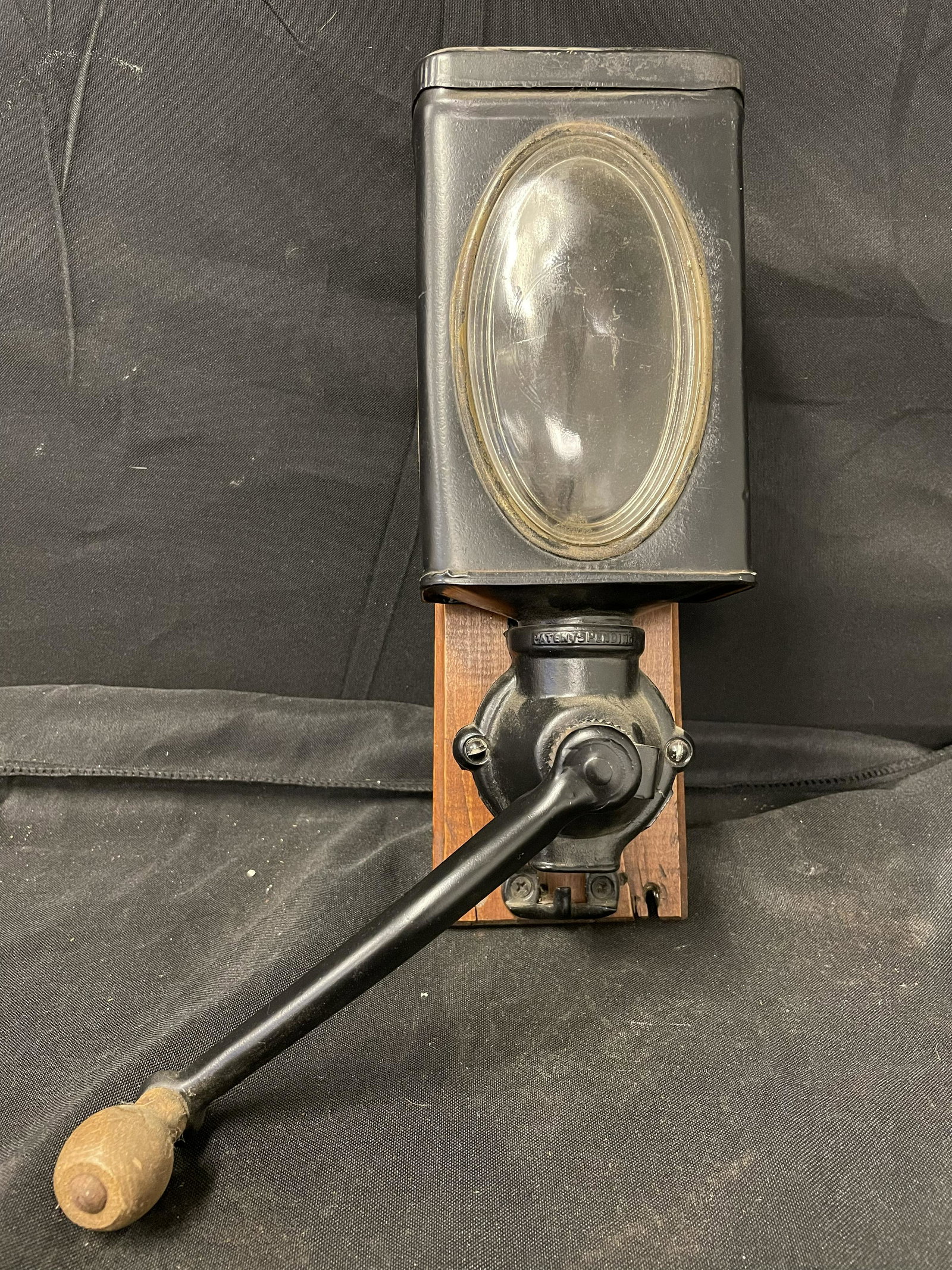 Mahogany Cleveland, Ohio Glass Front Wall Mounted Visible Front Metal Coffee Grinder (11") (1 of 2)