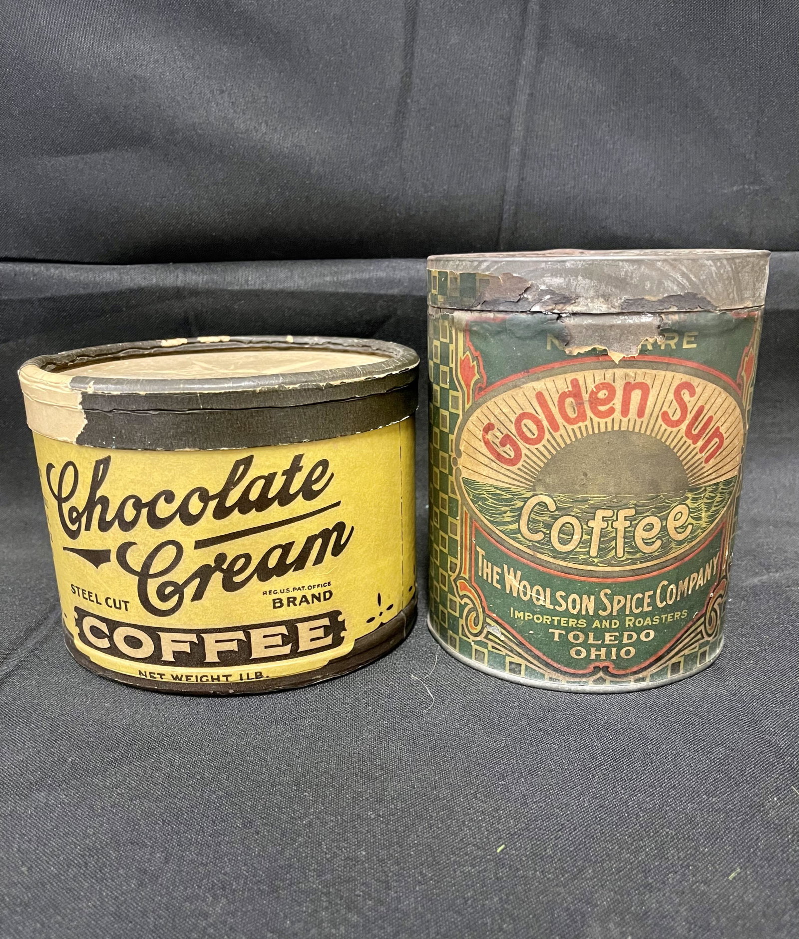 Vintage Coffee Containers: Chocolate Cream, Golden Sun (1 of 2)