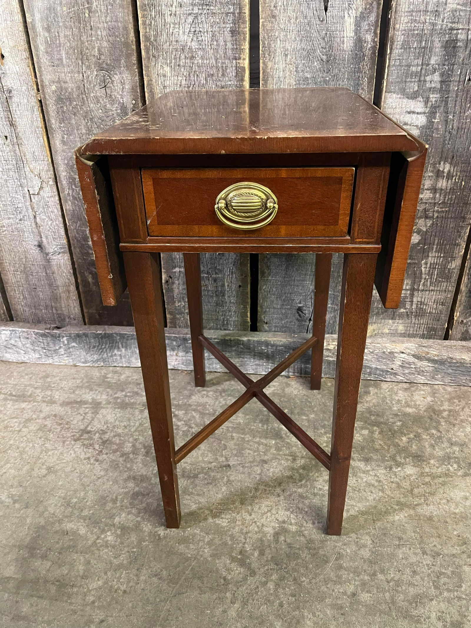 Modern One Drawer Drop Leaf Table - Fair Condition (1 of 3)