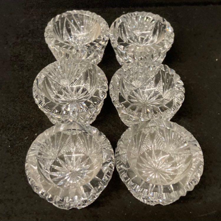 Set of 6 Brilliant Cut Glass Individual Salts (1 of 2)
