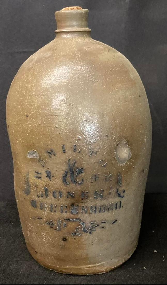 Early Blue Decorated Stoneware Crock Jug Hamilton and Jones Greensboro, Pa. 13x7 (1 of 2)