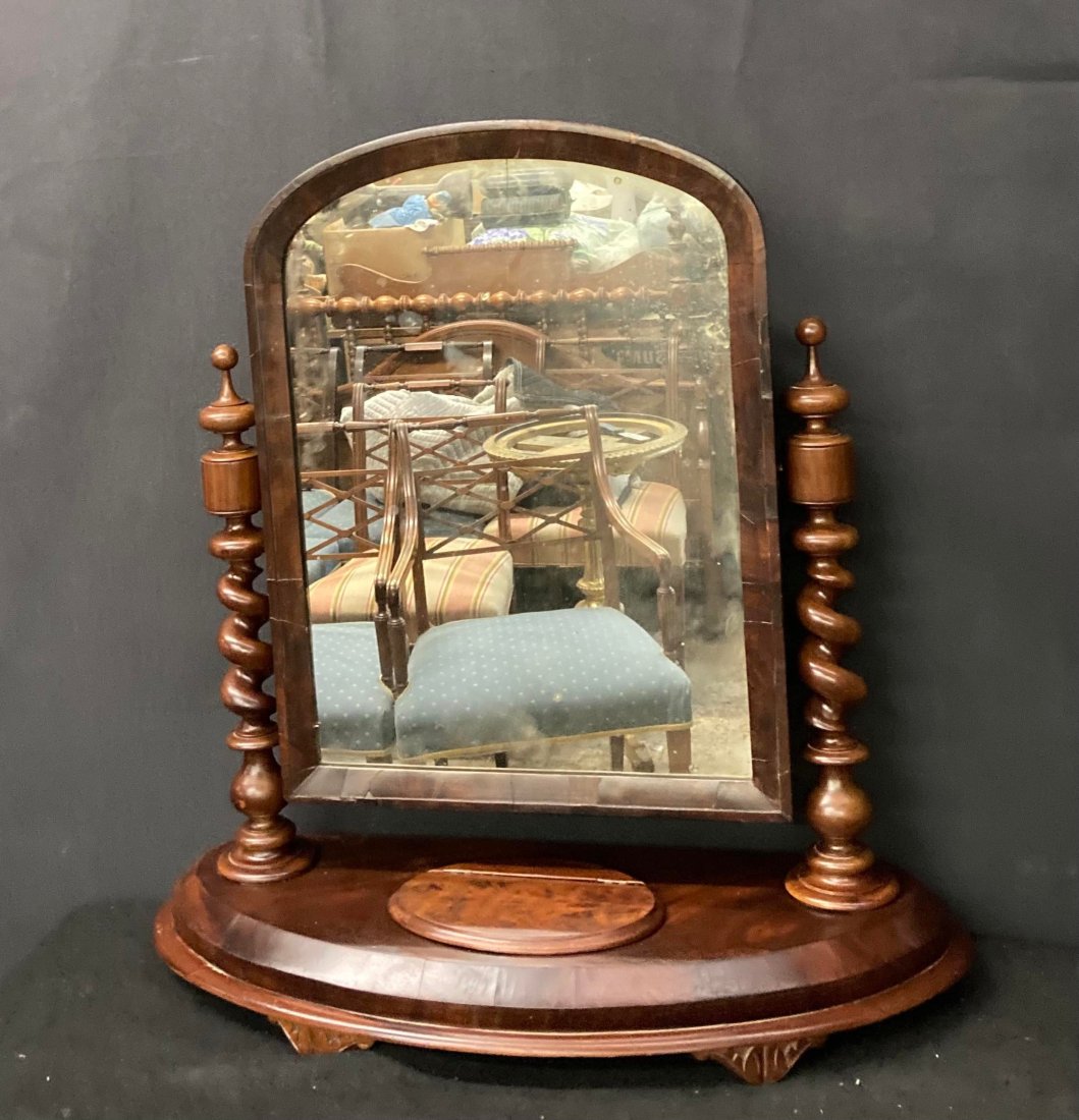 Empire Style Mahogany Shaving Mirror on Stand 30"T 30"T 11"D (1 of 3)