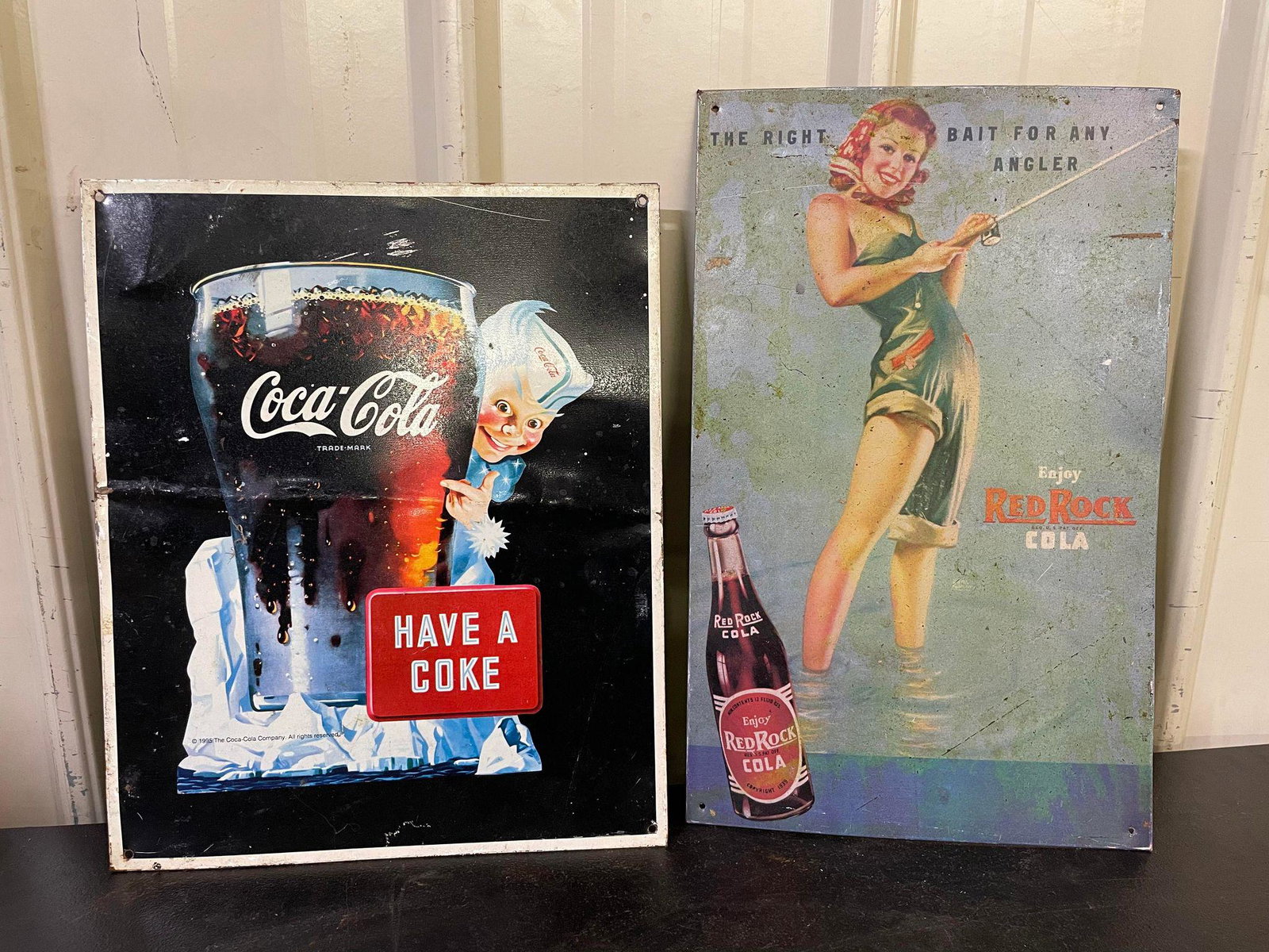 Sign: Coca-Cola and Red Rock Cola: Sign: Coca-Cola and Red Rock Cola
