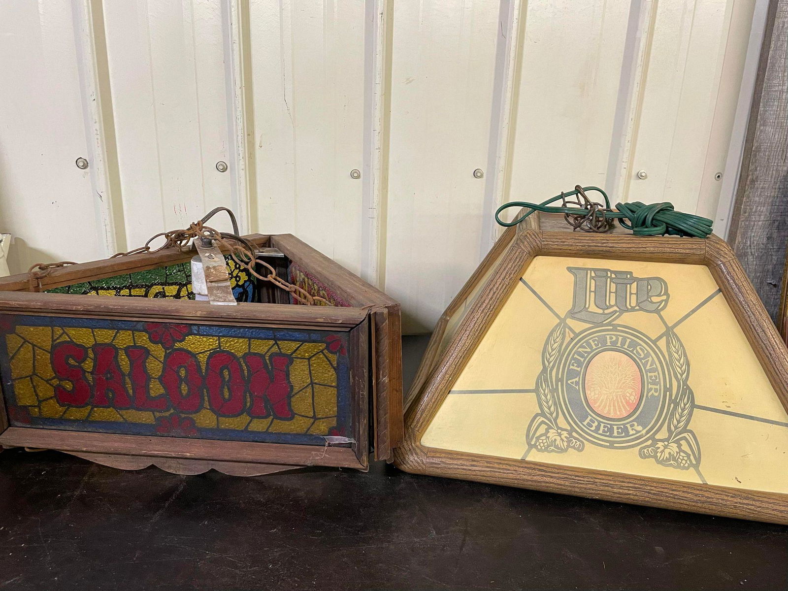 Lighted Saloon and Miller Lite Signs: Lighted Saloon and Miller Lite Signs