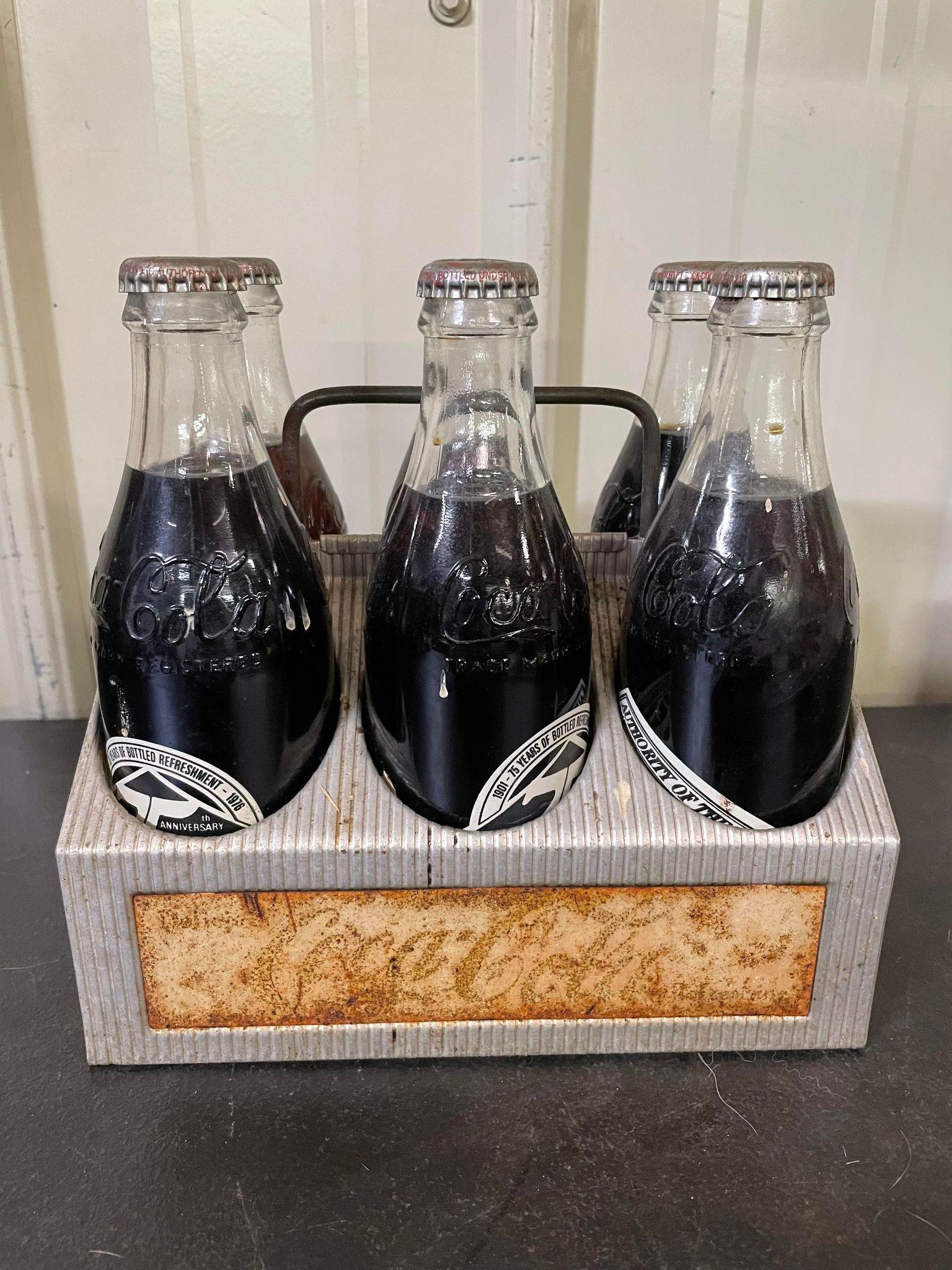 Coca-Cola 75 Year Anniversary 6 Pack Bottles in Vintage Coca-Cola Carrier (1 of 2)